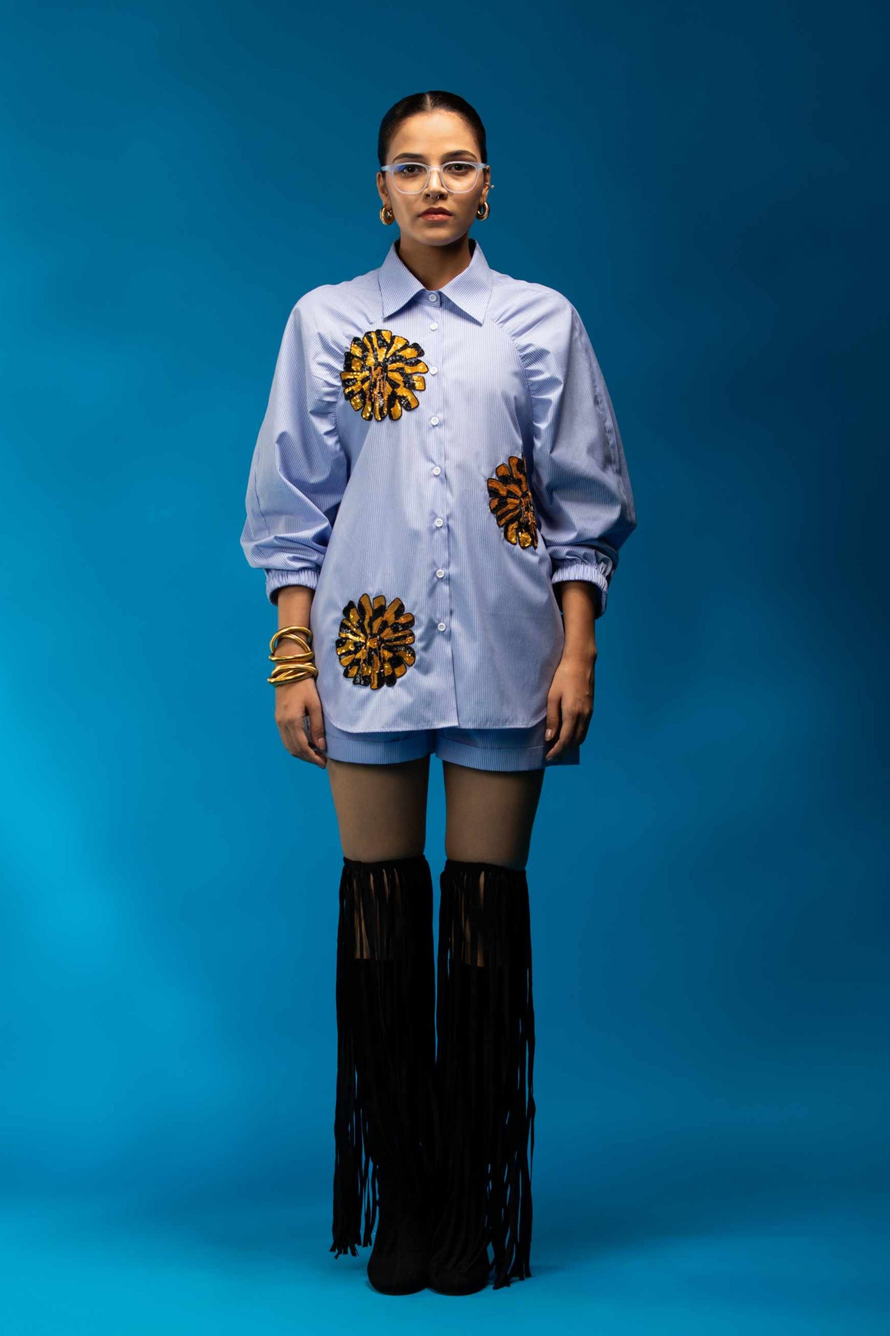 Blue Strip Raglan Sleeve Shirt