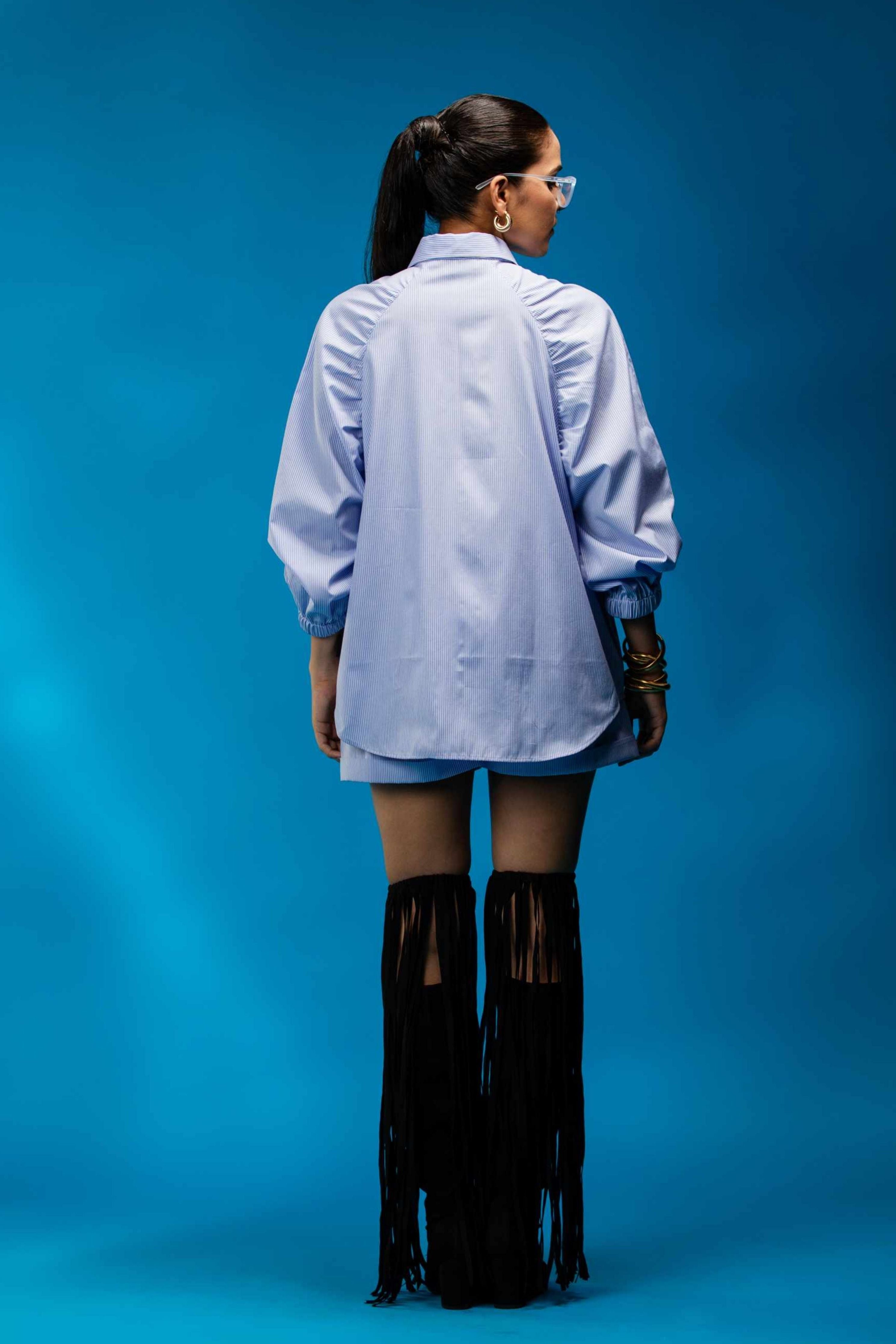 Blue Strip Raglan Sleeve Shirt