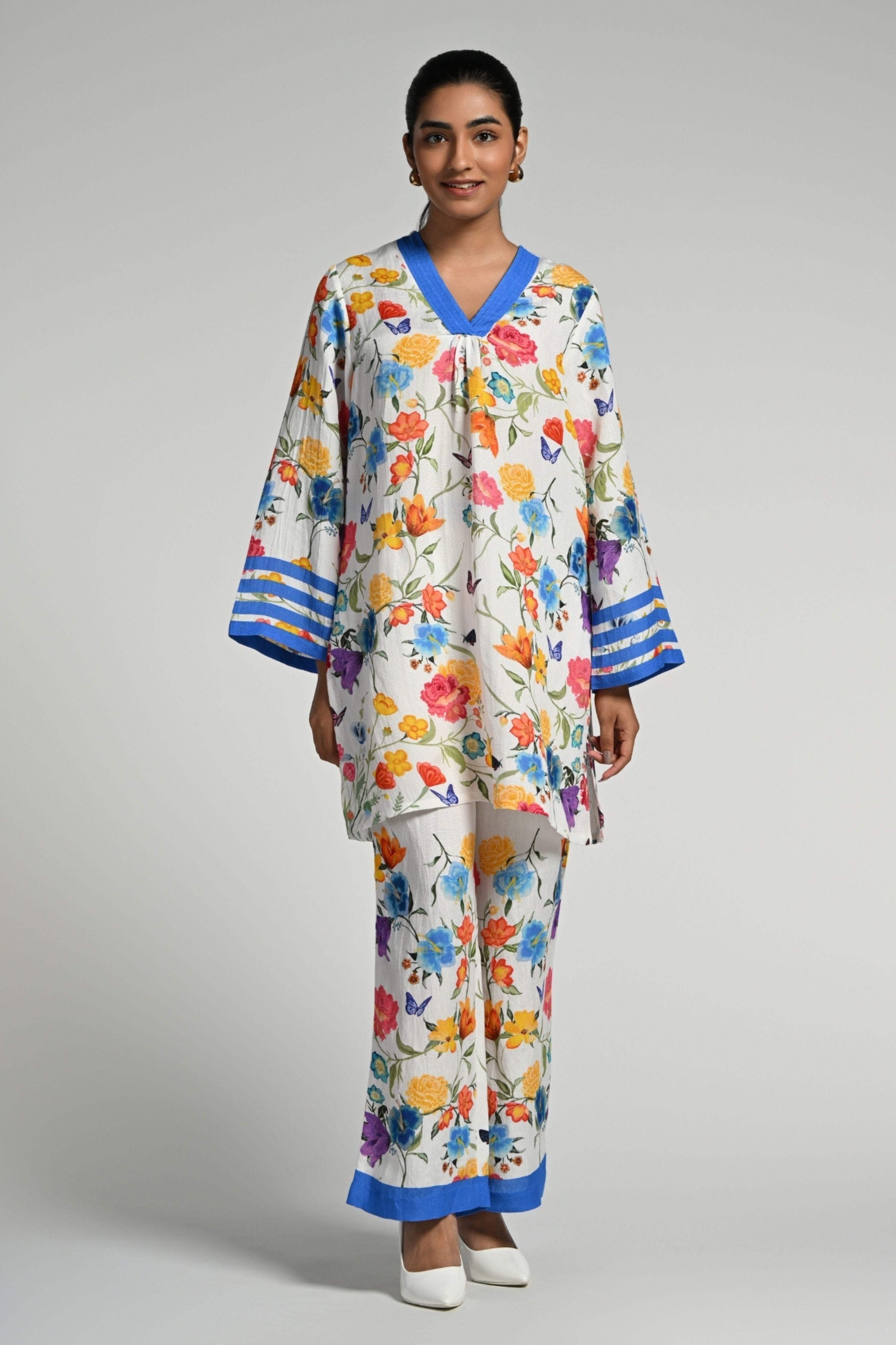 Papillion Garden Linen Kurta Set