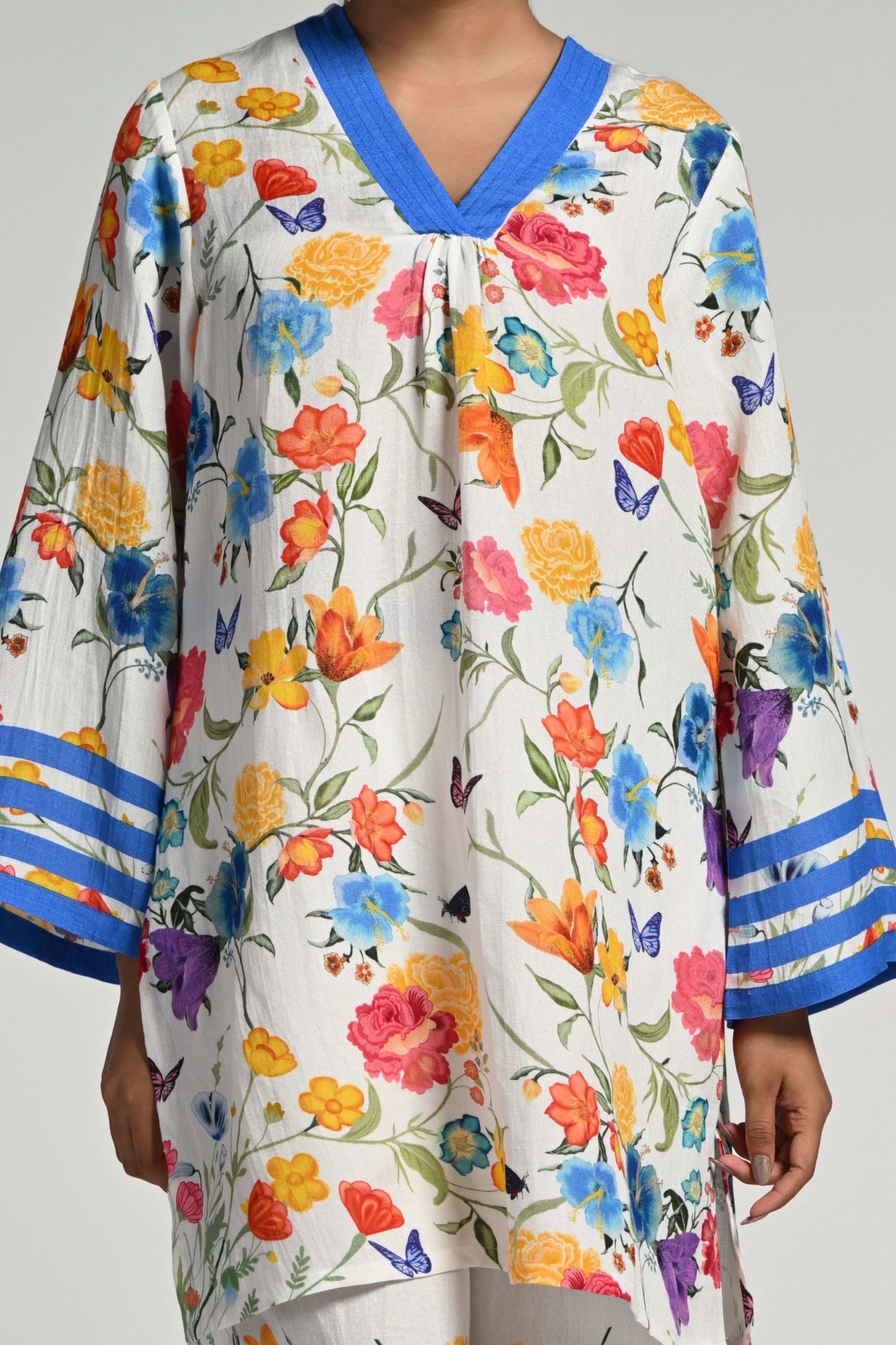 Papillion Garden Linen Kurta Set