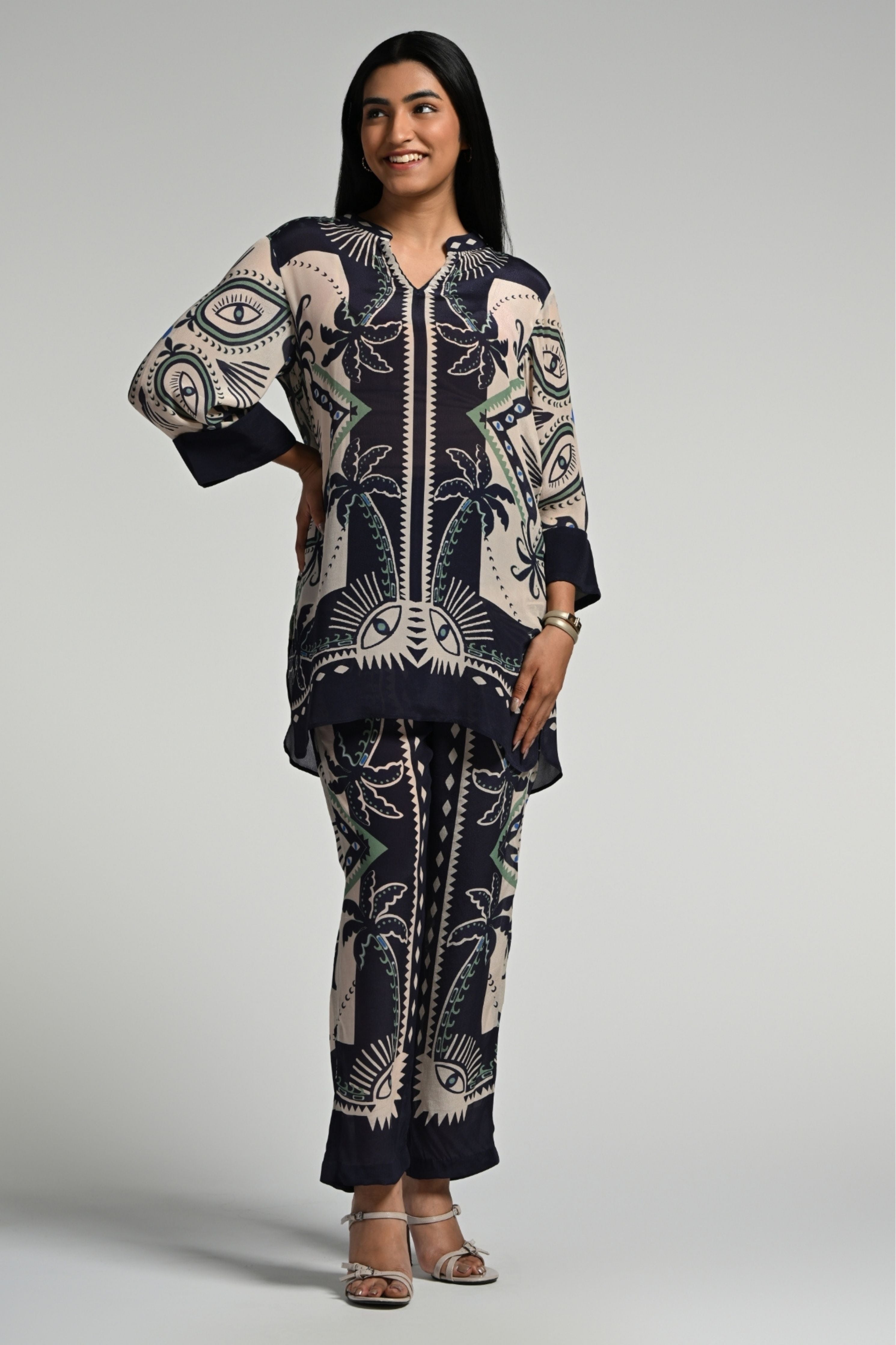 Geo Palms Tunic Set