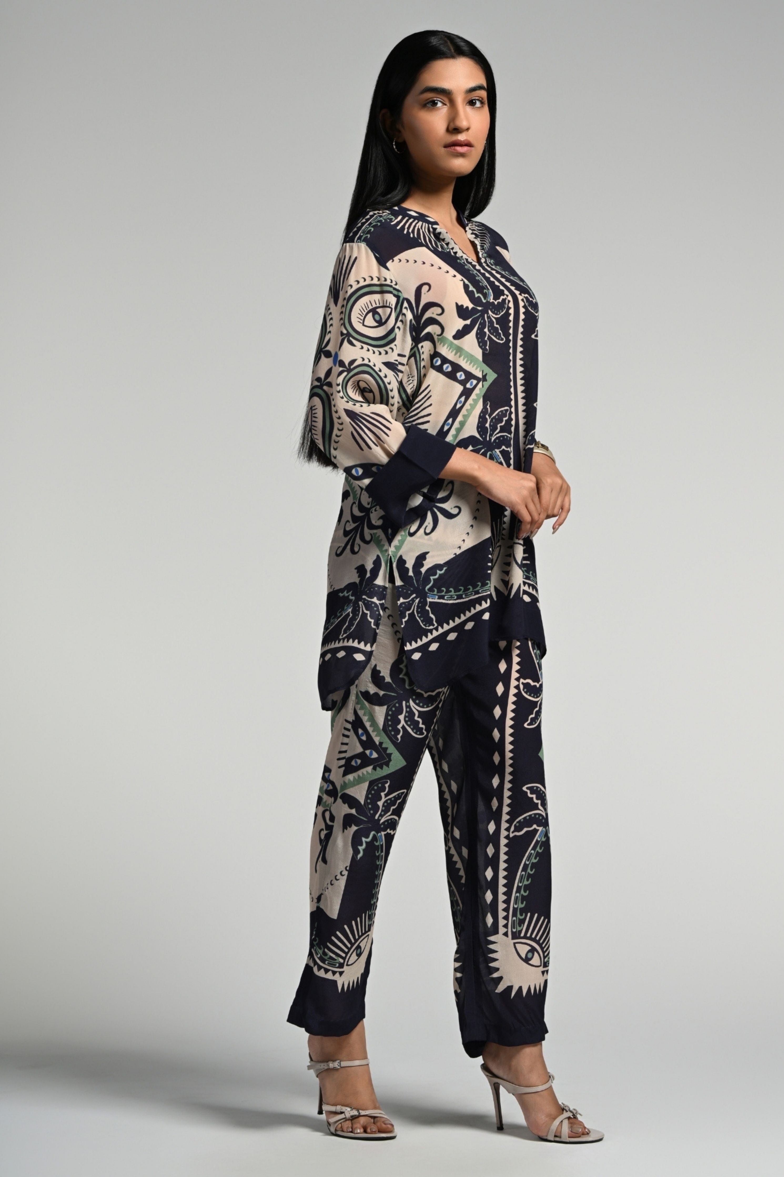 Geo Palms Tunic Set