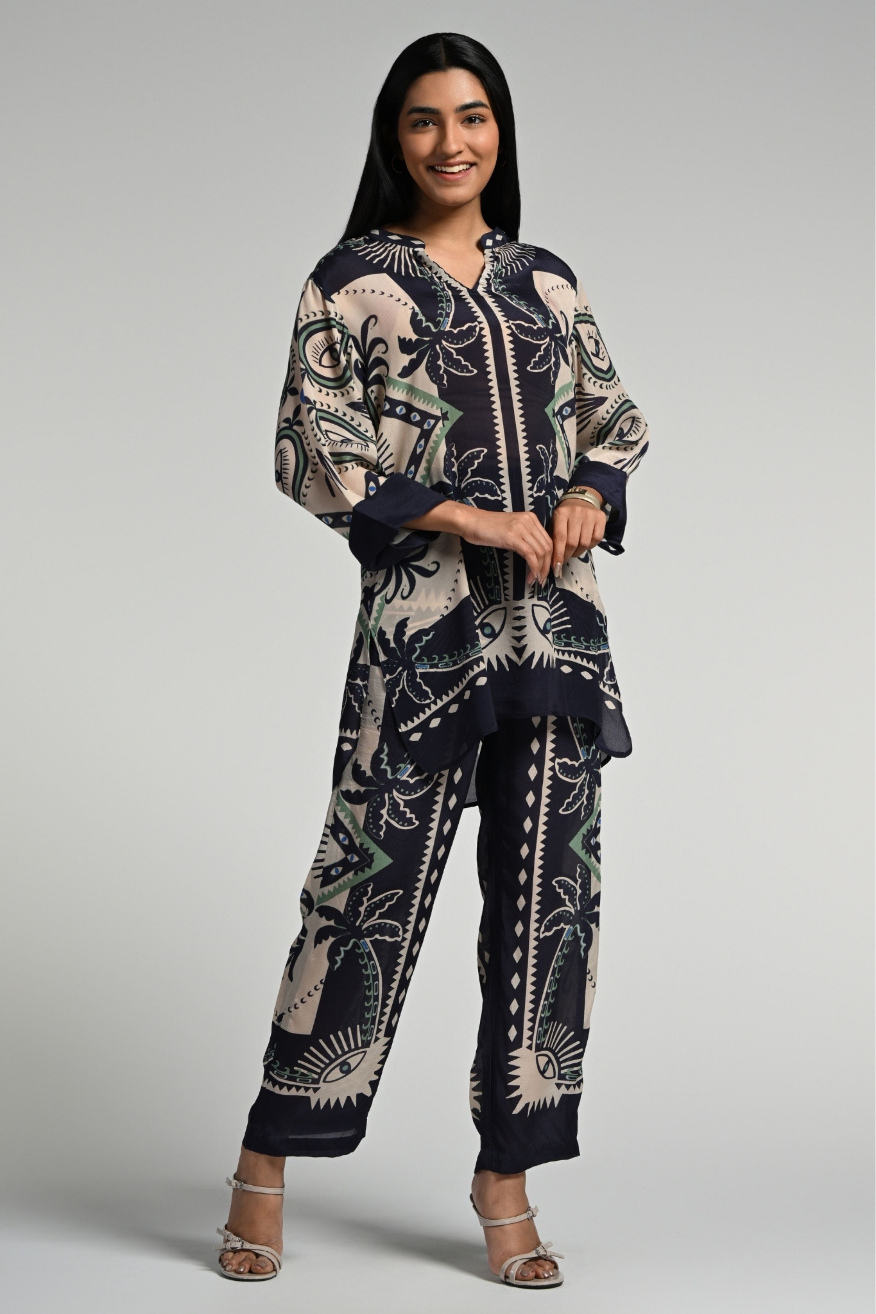 Geo Palms Tunic Set