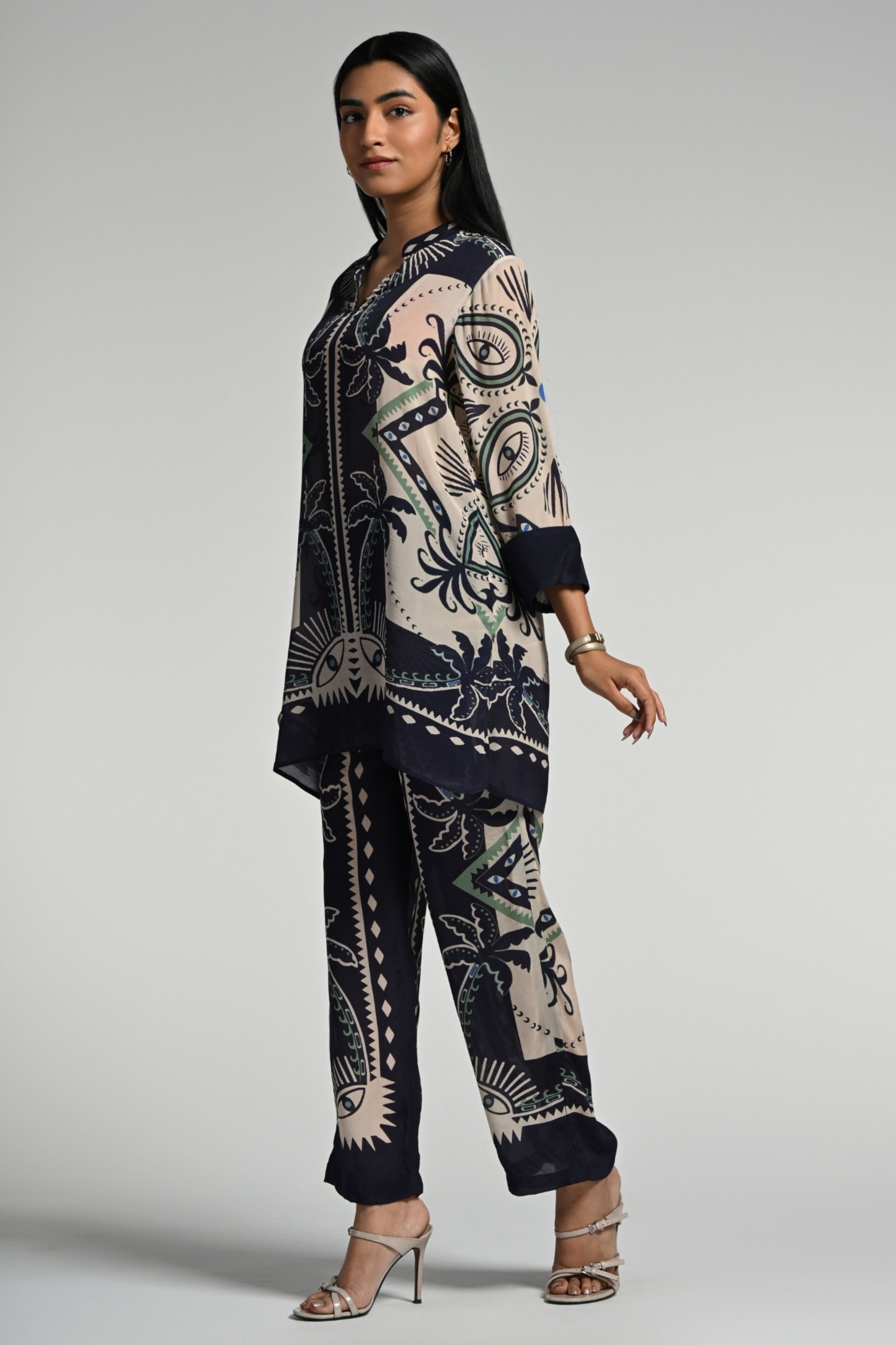 Geo Palms Tunic Set