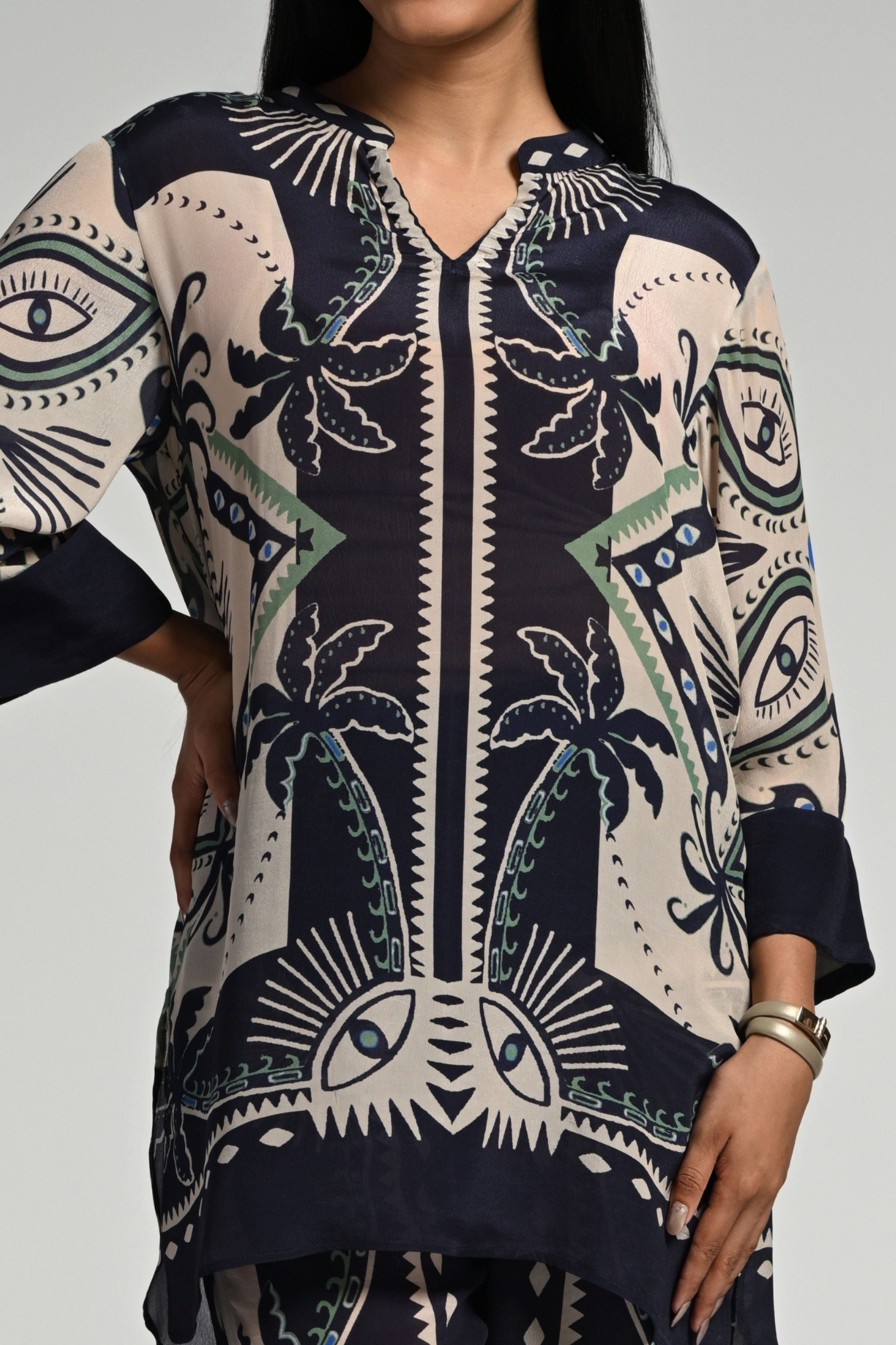 Geo Palms Tunic Set