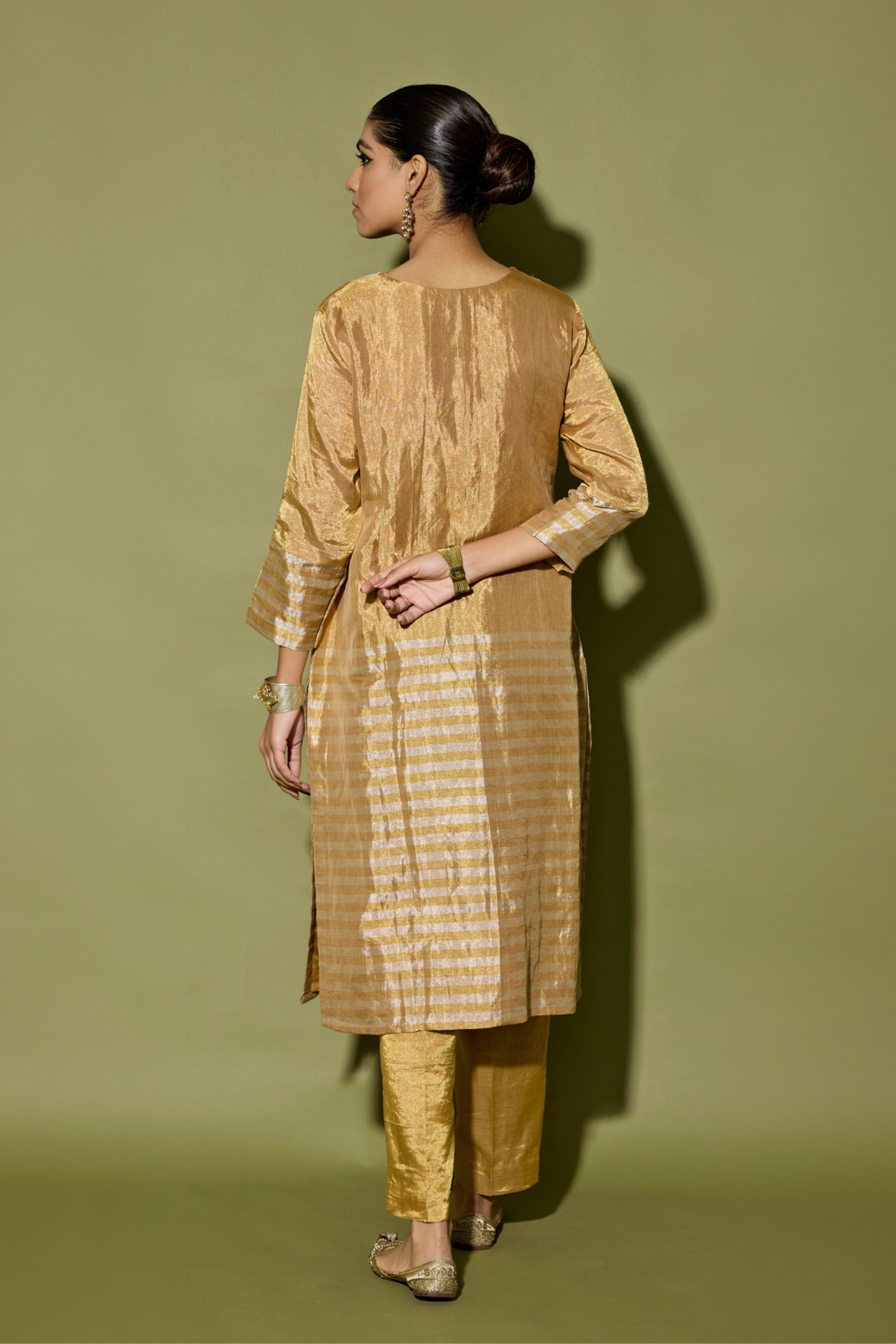 Tissue Stripe Kurta Set