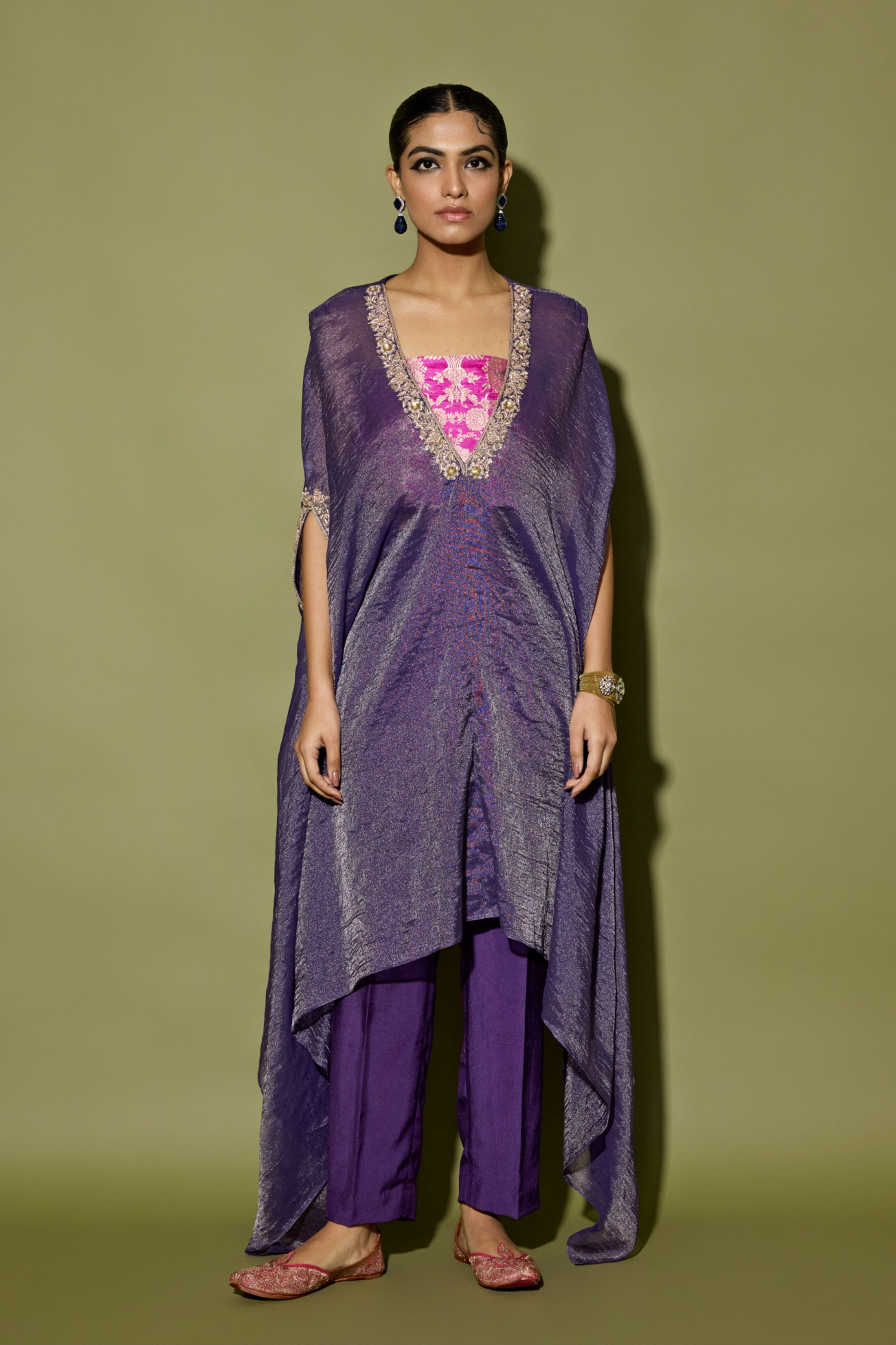 Purple Asymmetrical Kurta Set