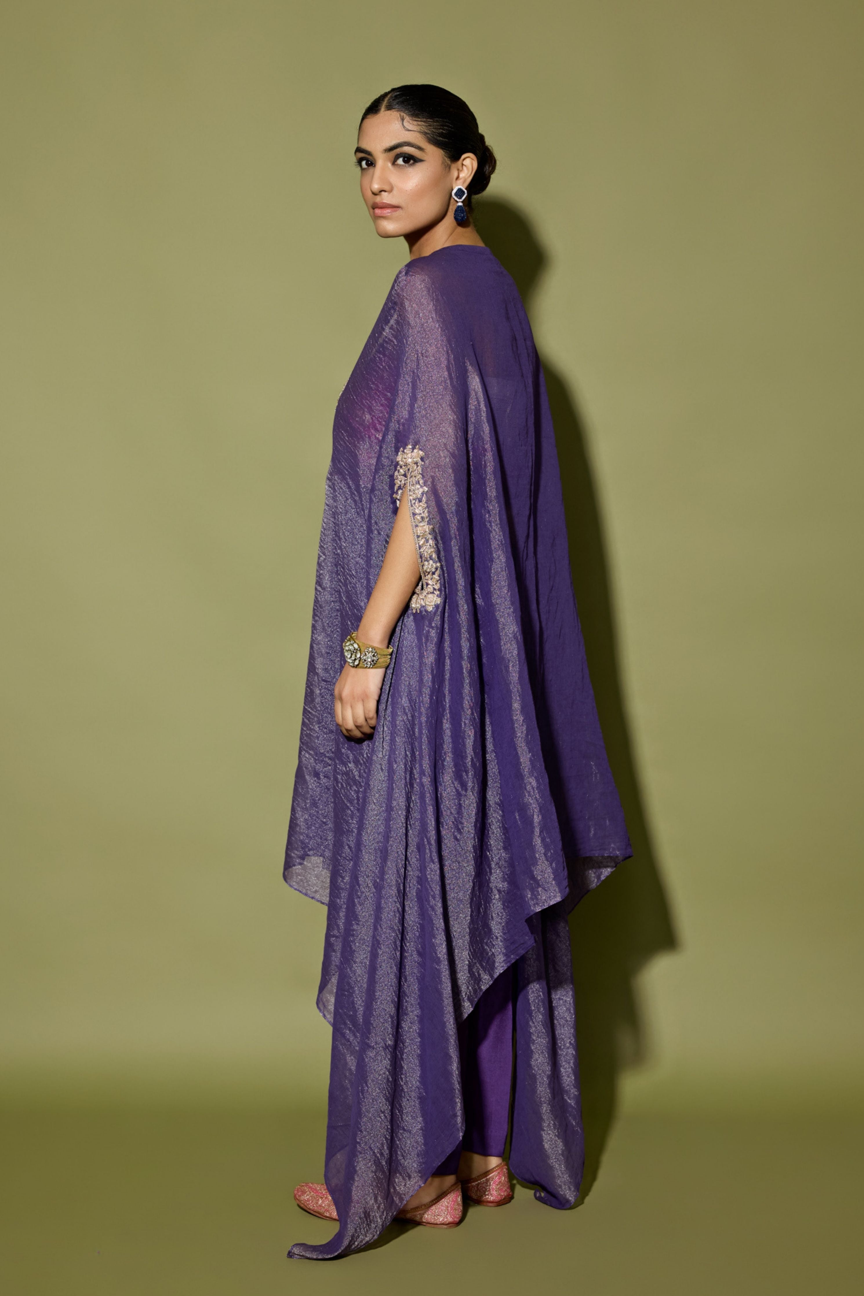 Purple Asymmetrical Kurta Set