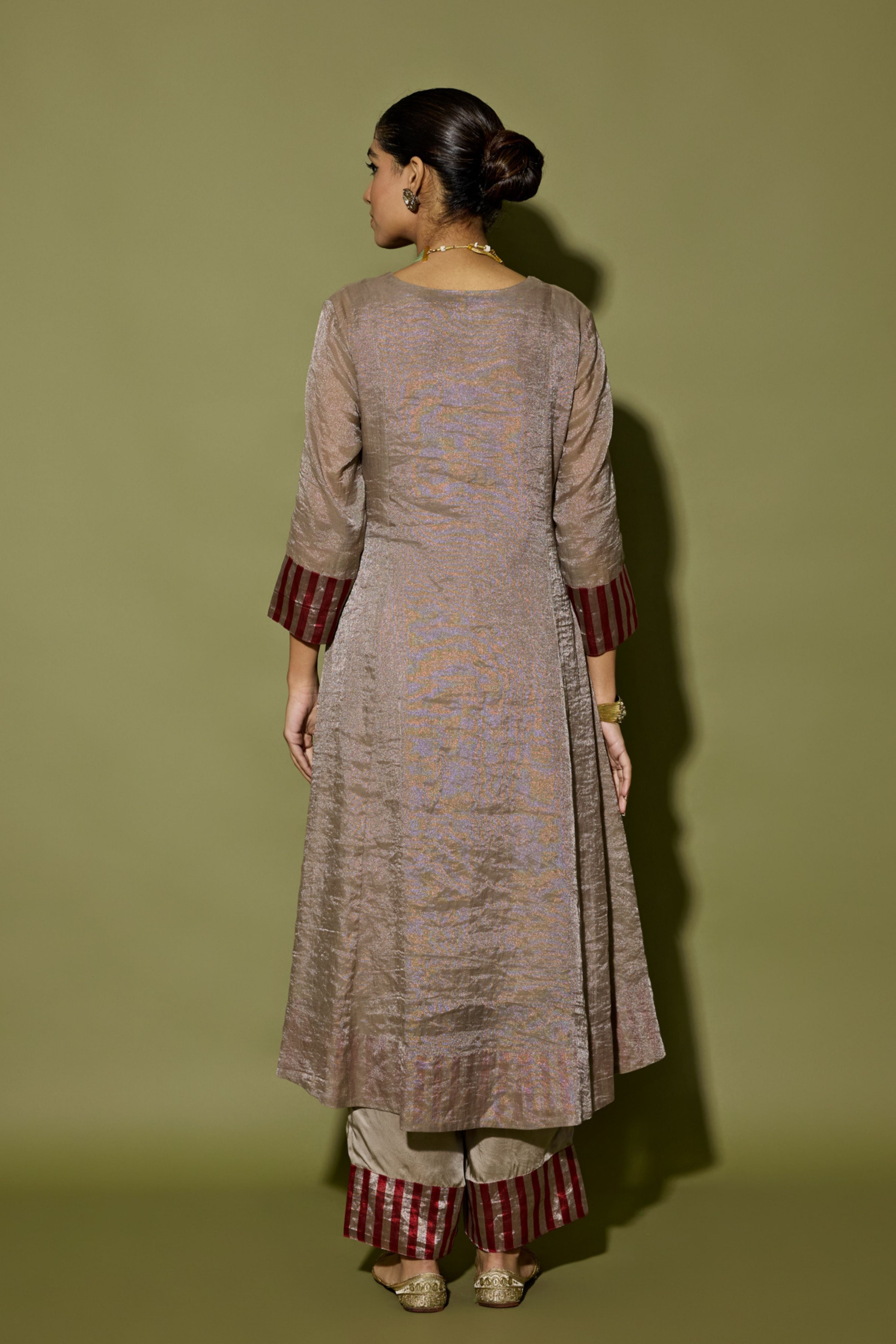 Grey Asymmetrical Kurta Set