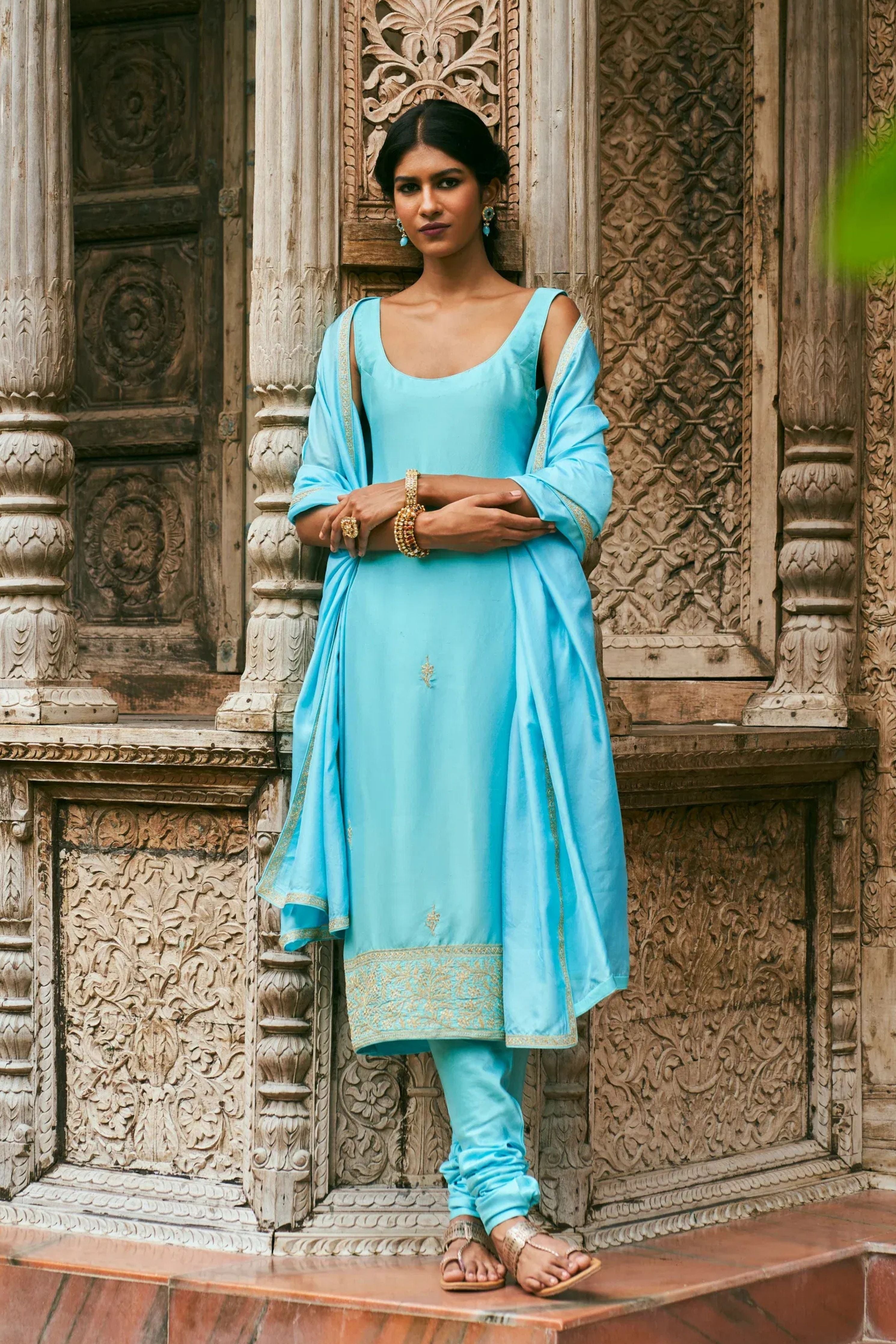 Aambar Aqua Blue Kurta set