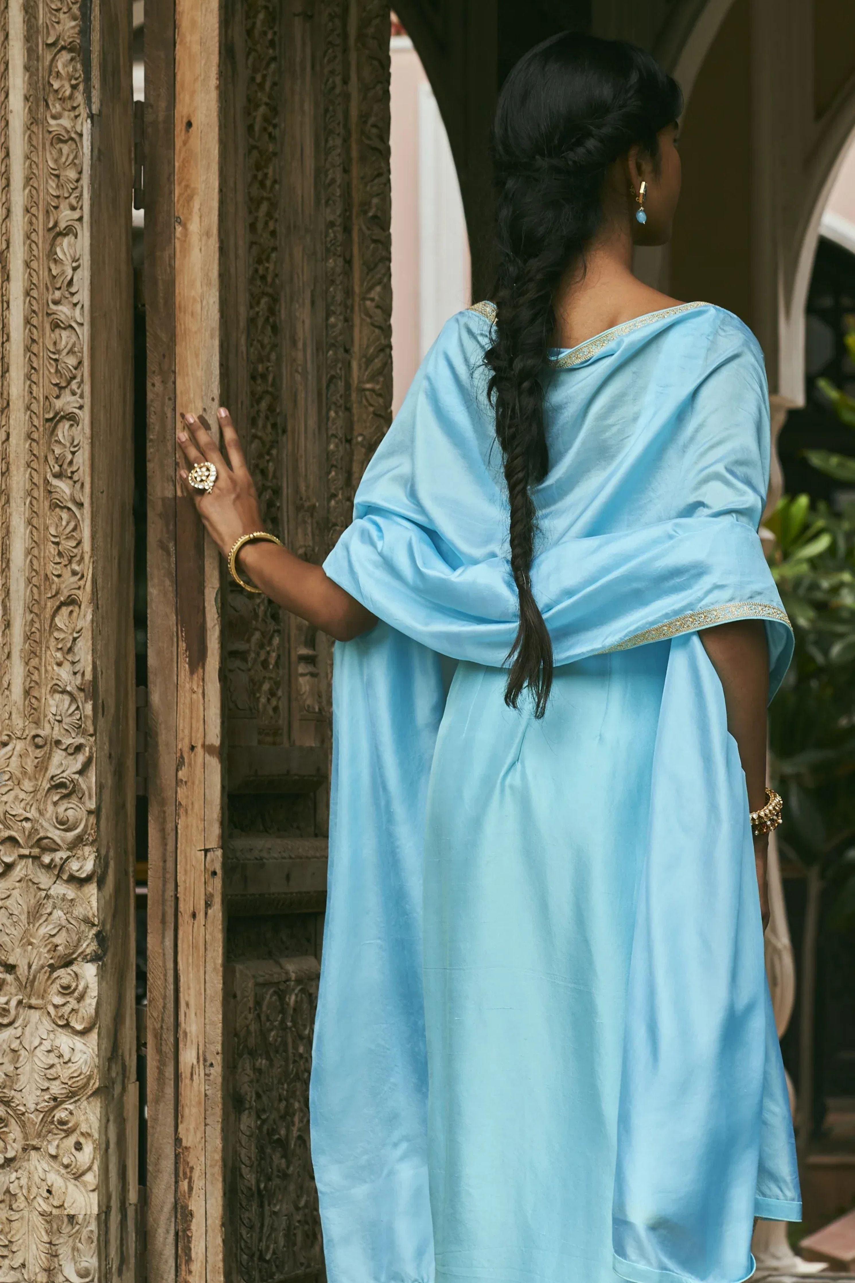 Aambar Aqua Blue Kurta set