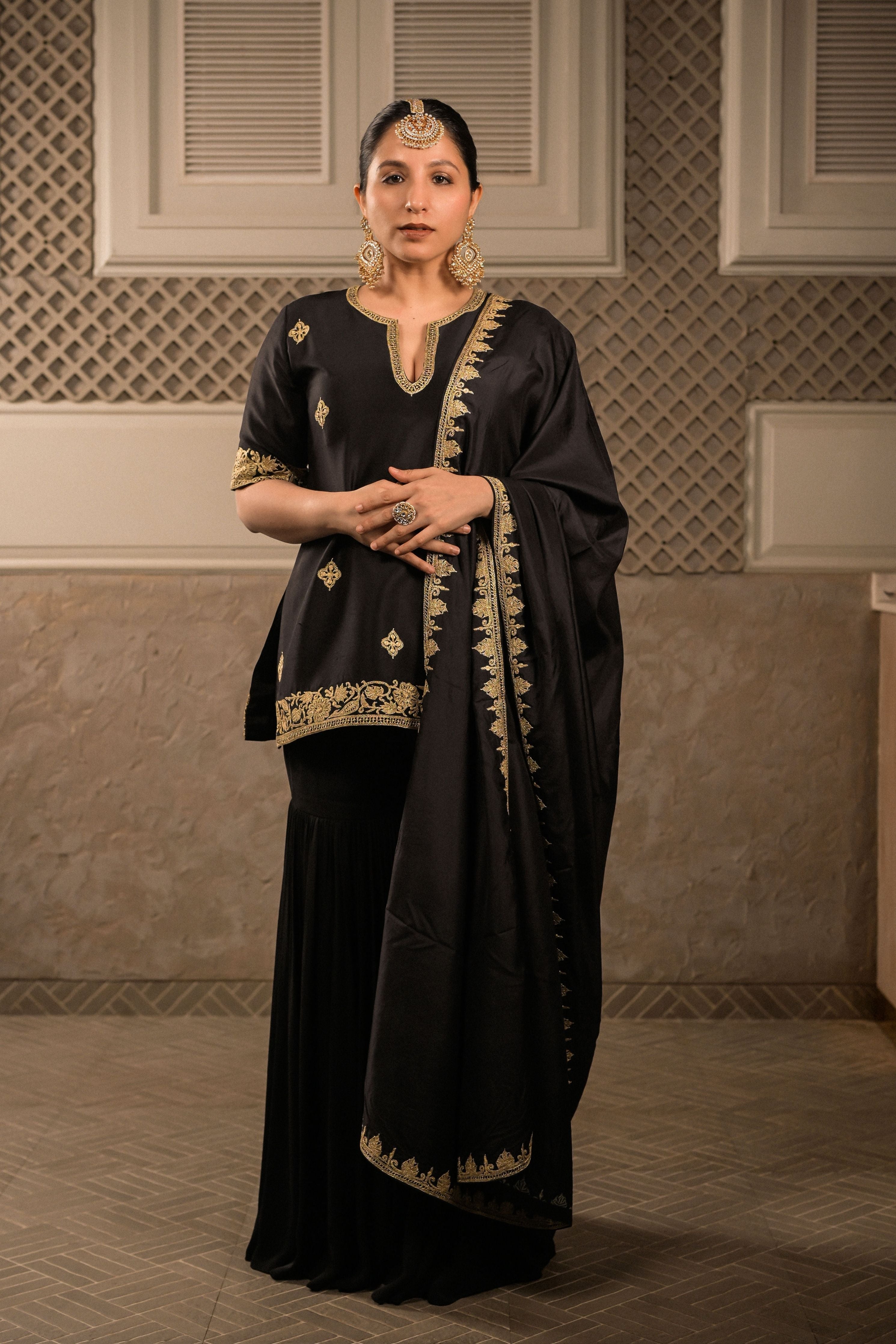 Aloka Black Sharara Set