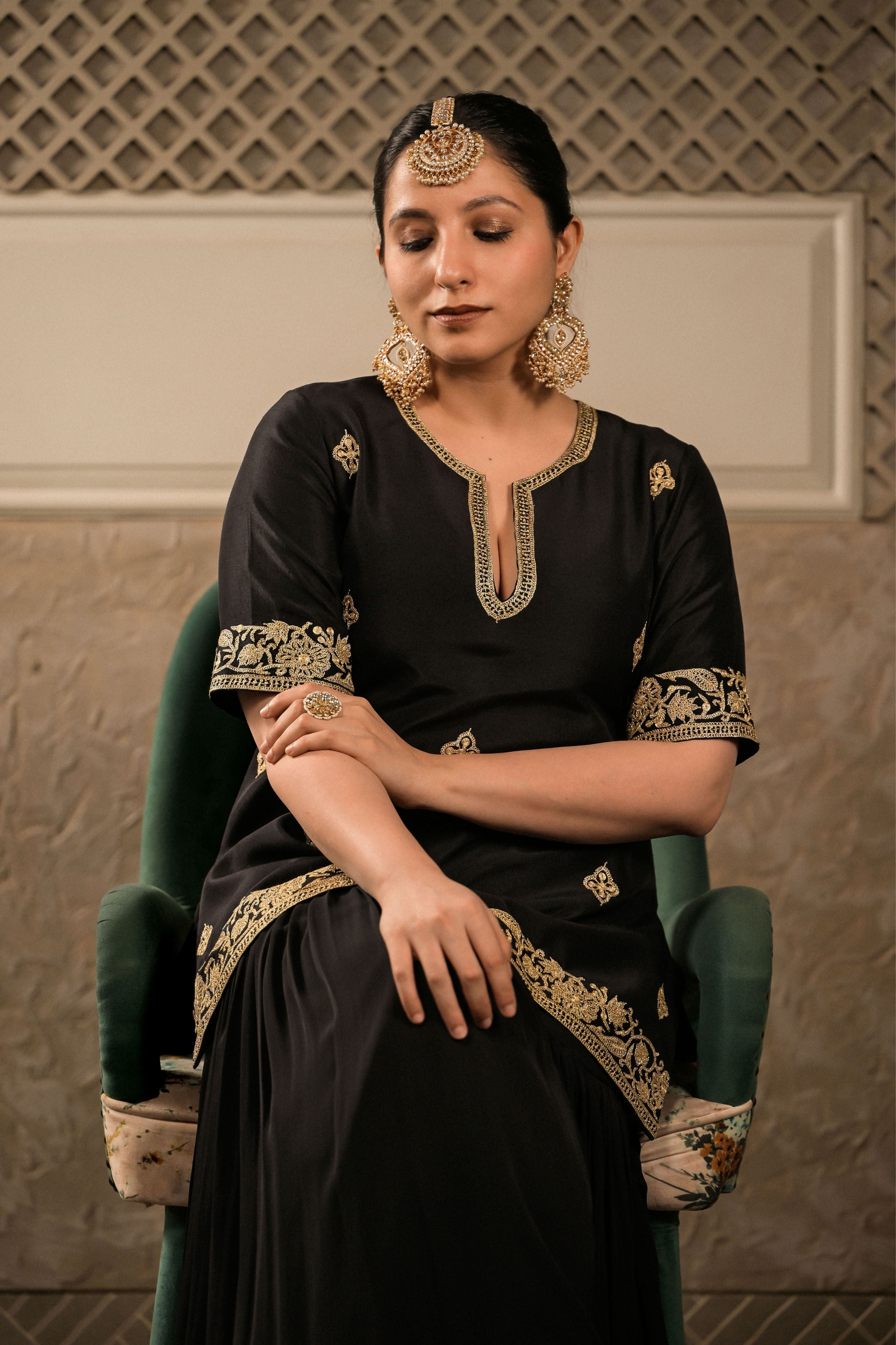 Aloka Black Sharara Set