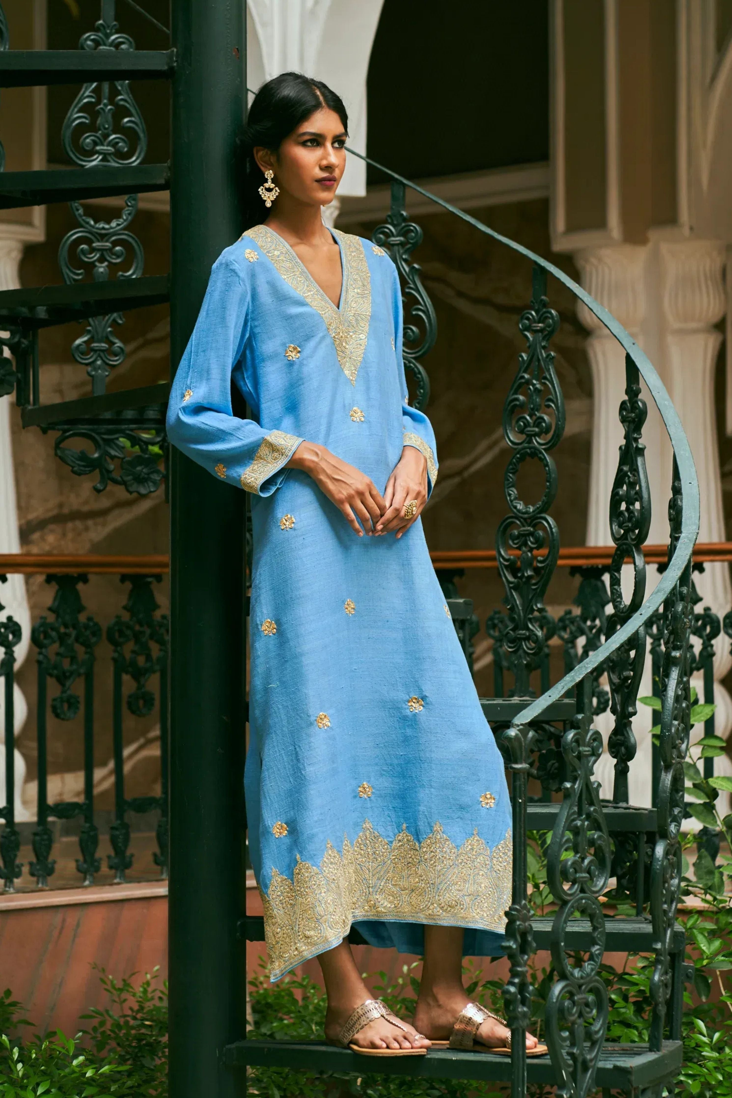 Firoza Azure Blue Kaftan