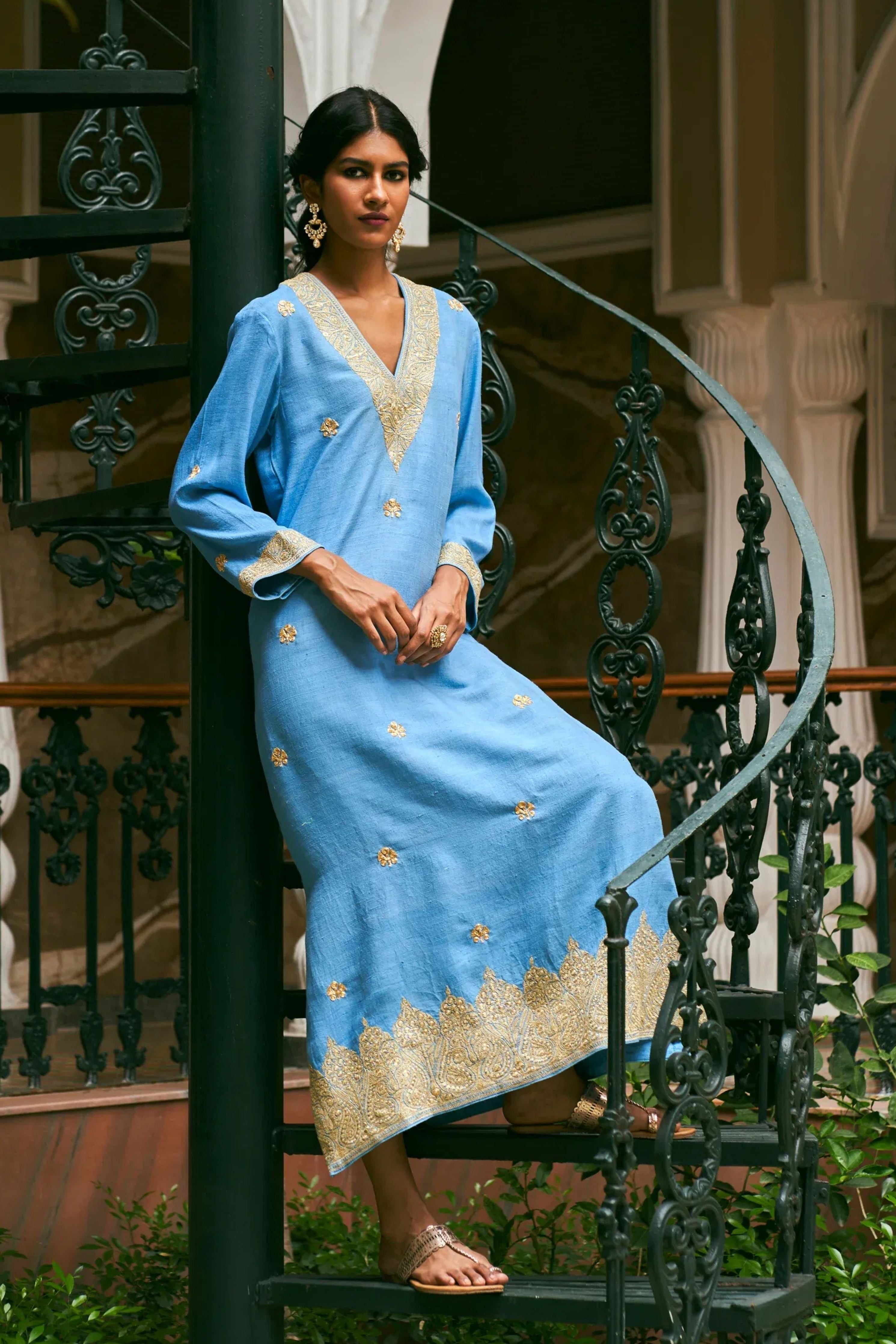 Firoza Azure Blue Kaftan