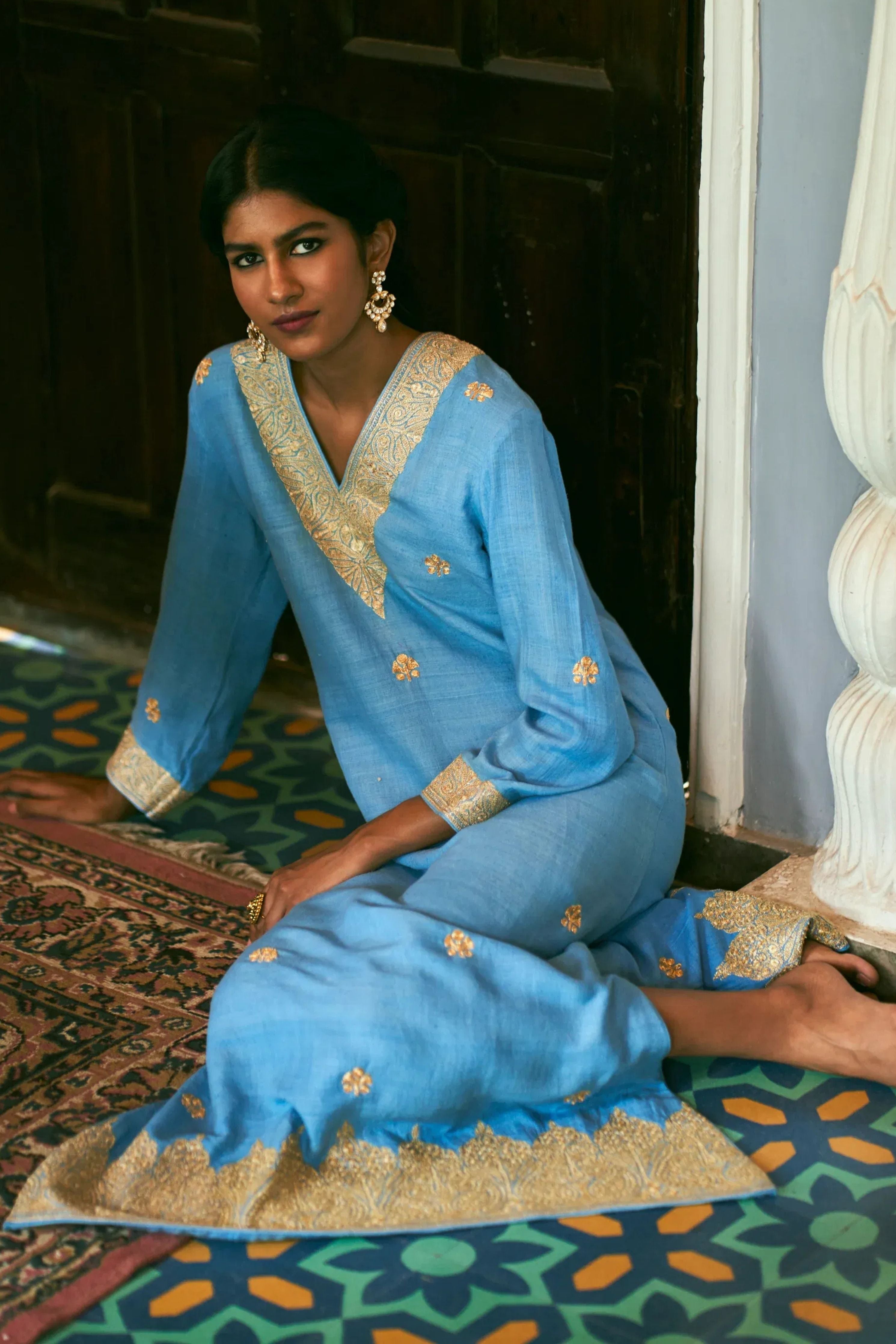 Firoza Azure Blue Kaftan
