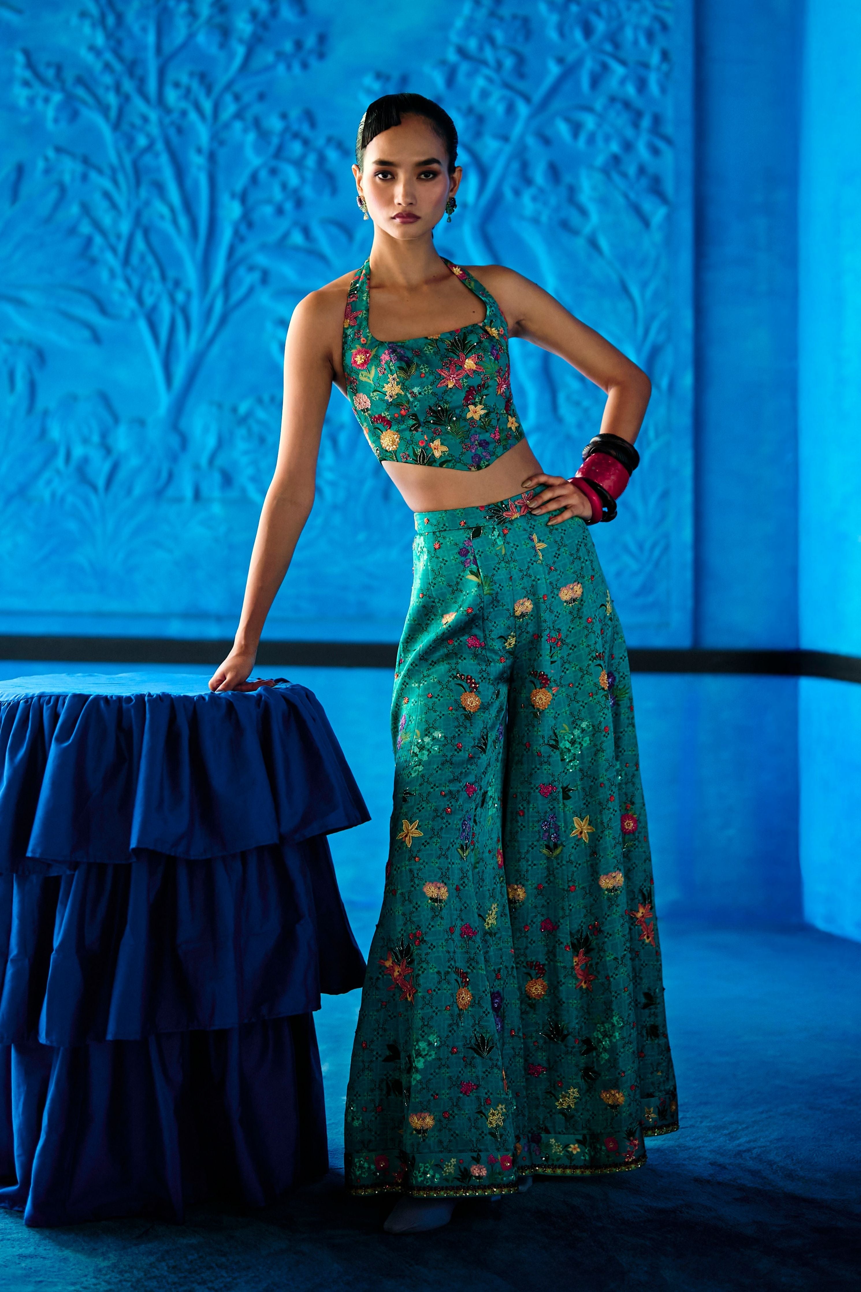 Teal Blue Sharara Set