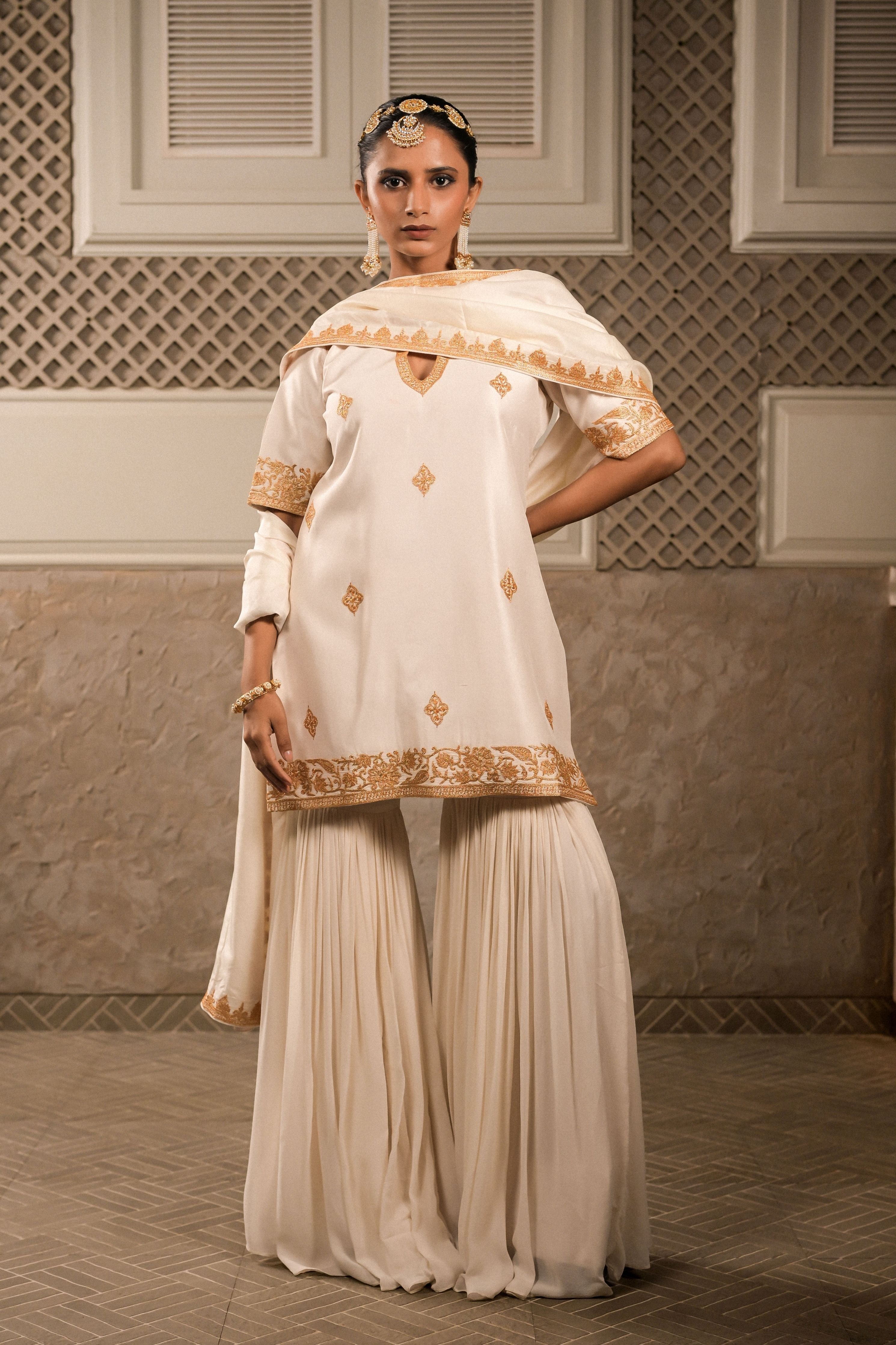 ‘Mallika’ White sharara set