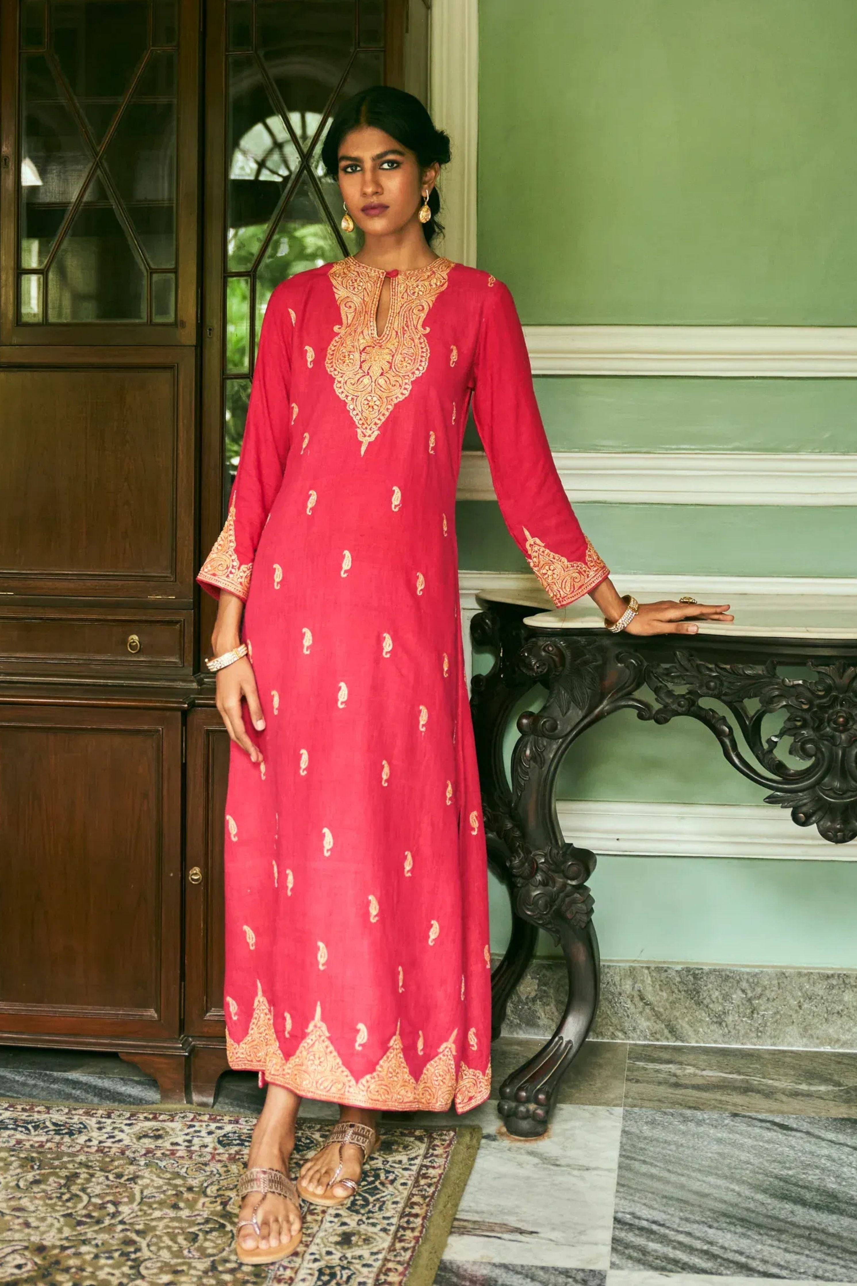 Naaz Crimson Red Kaftan
