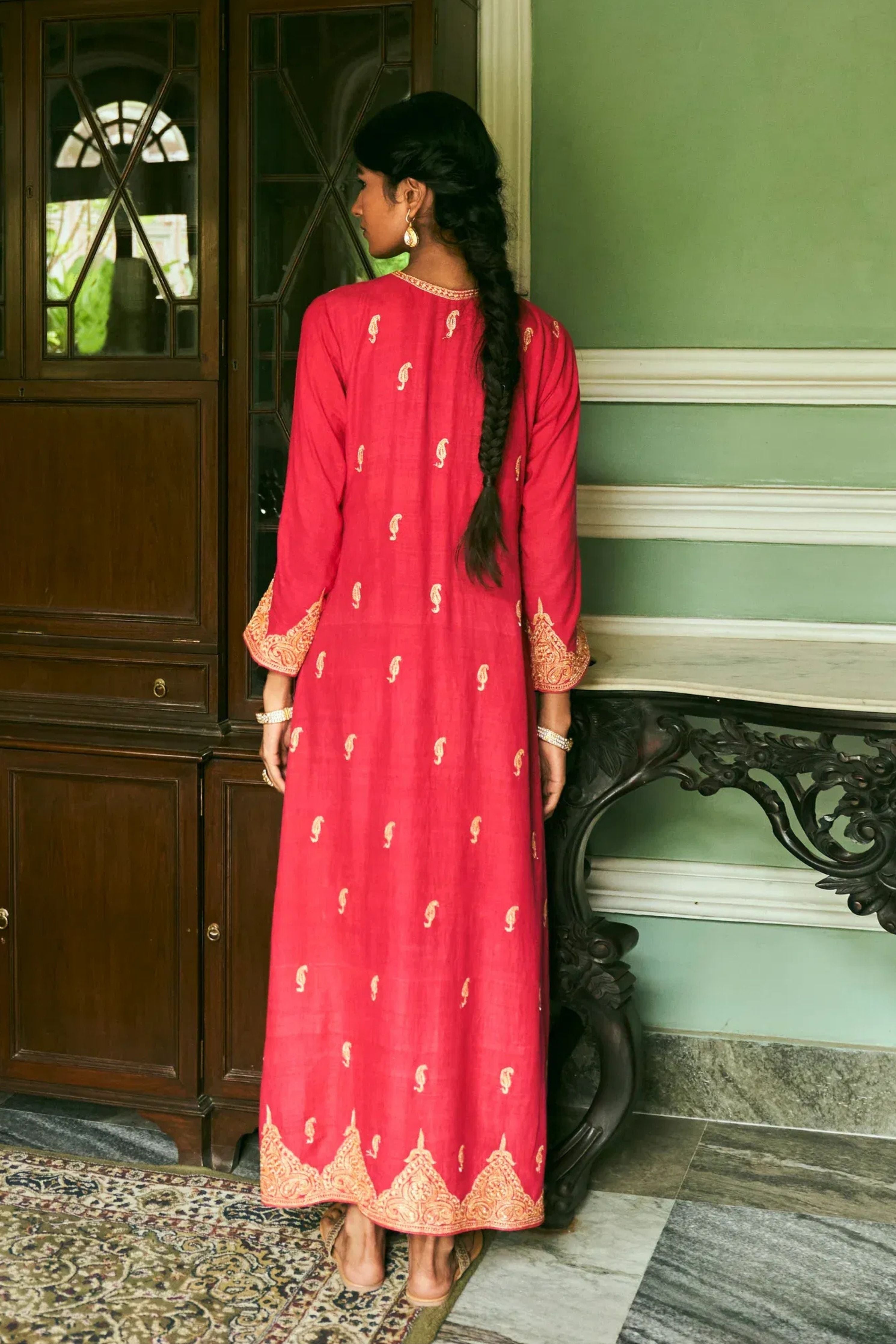 Naaz Crimson Red Kaftan