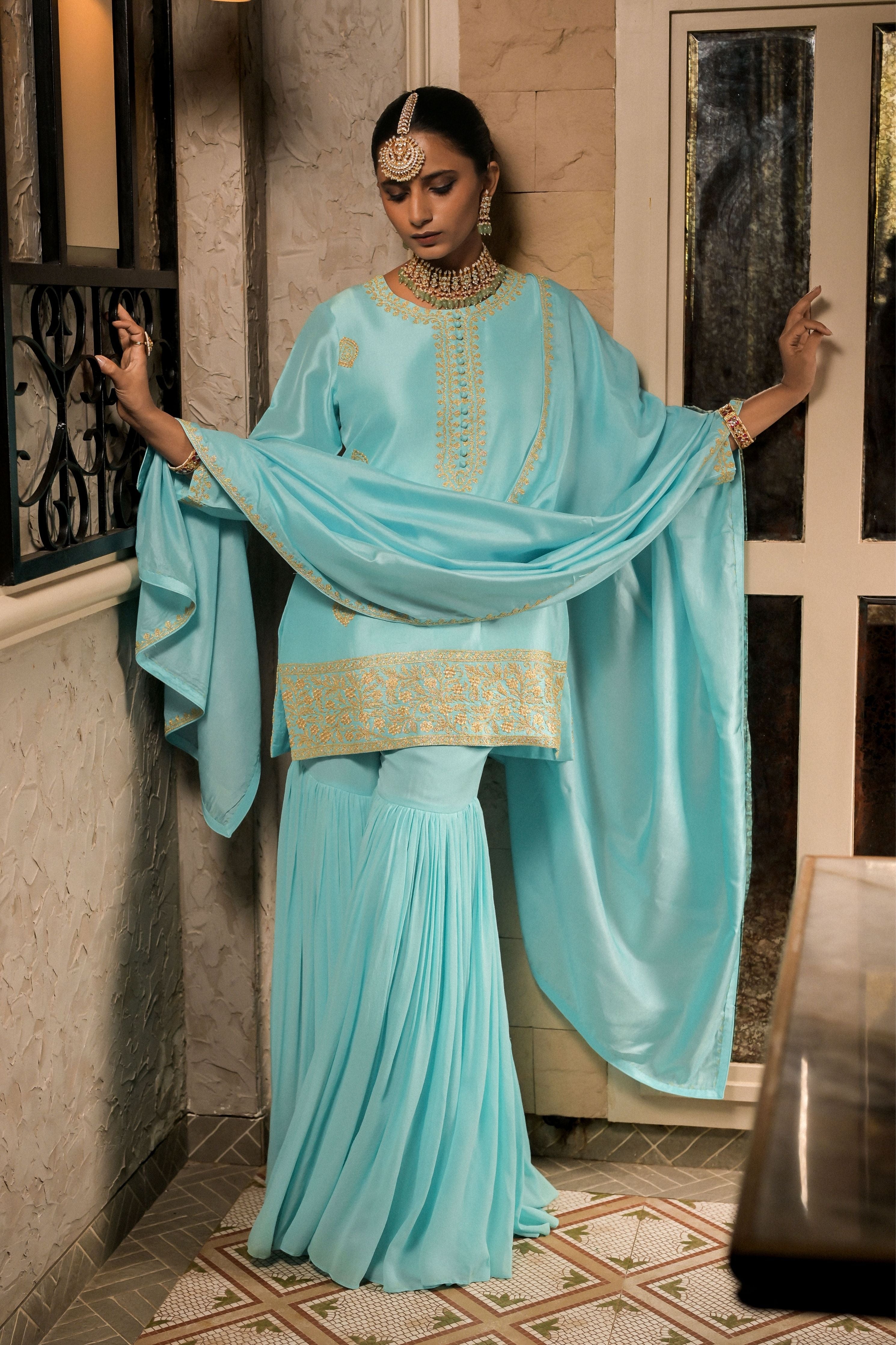 ‘Neelam’ Light blue sharara set