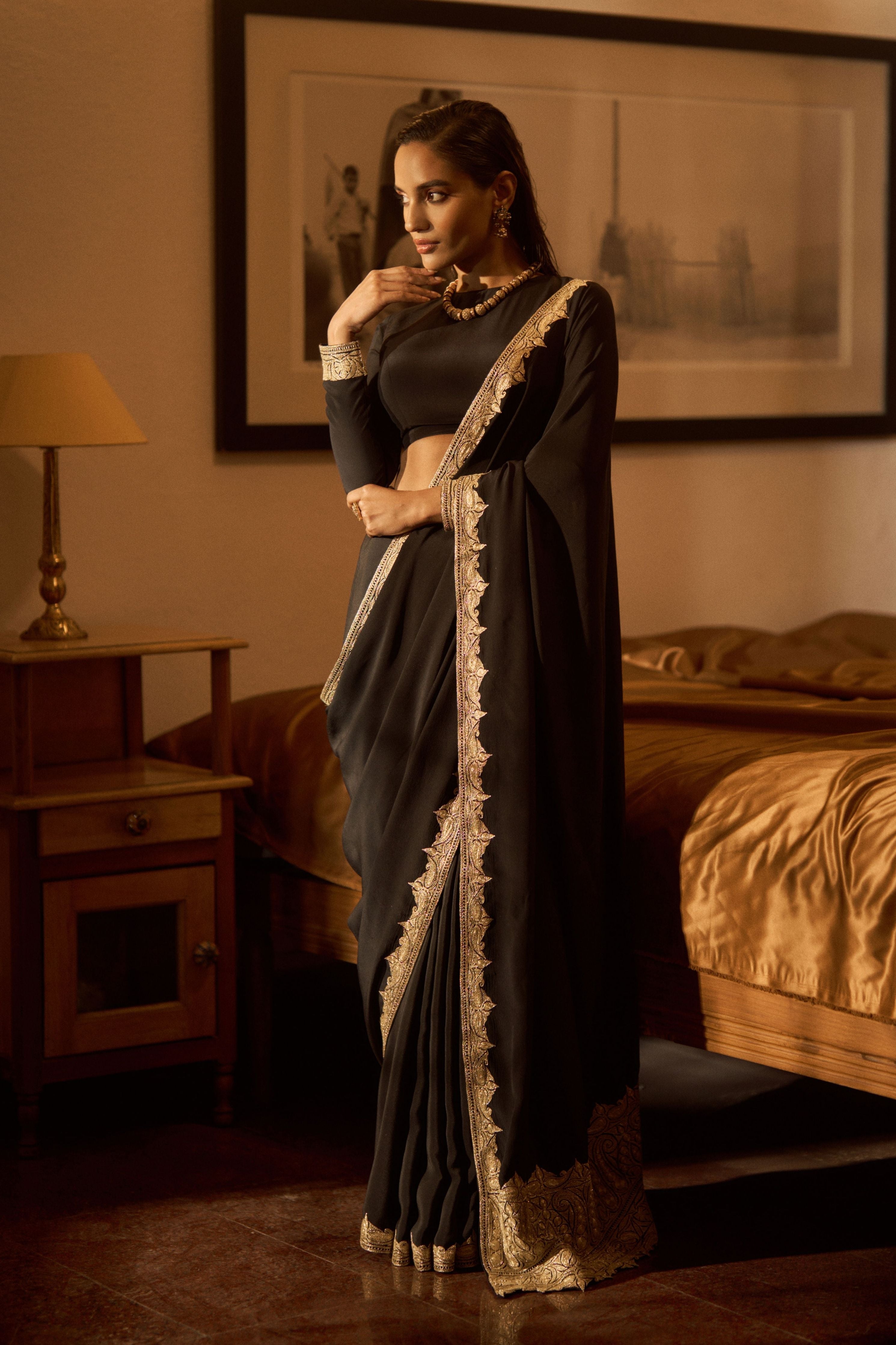 MEHAL KEJRIWAL IN BLACK SIDDRA SAREE