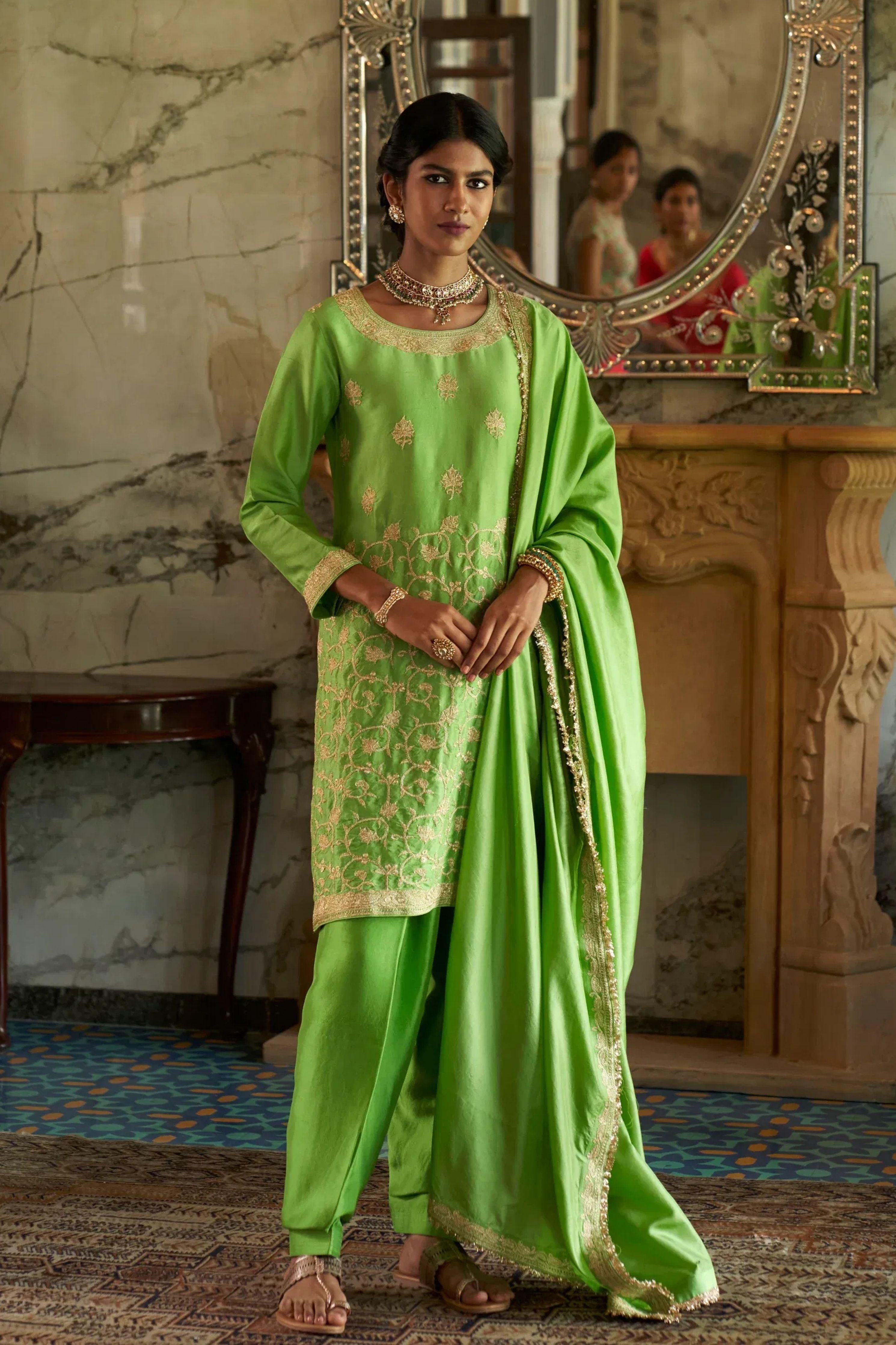 Vanhi Lime green Kurta set