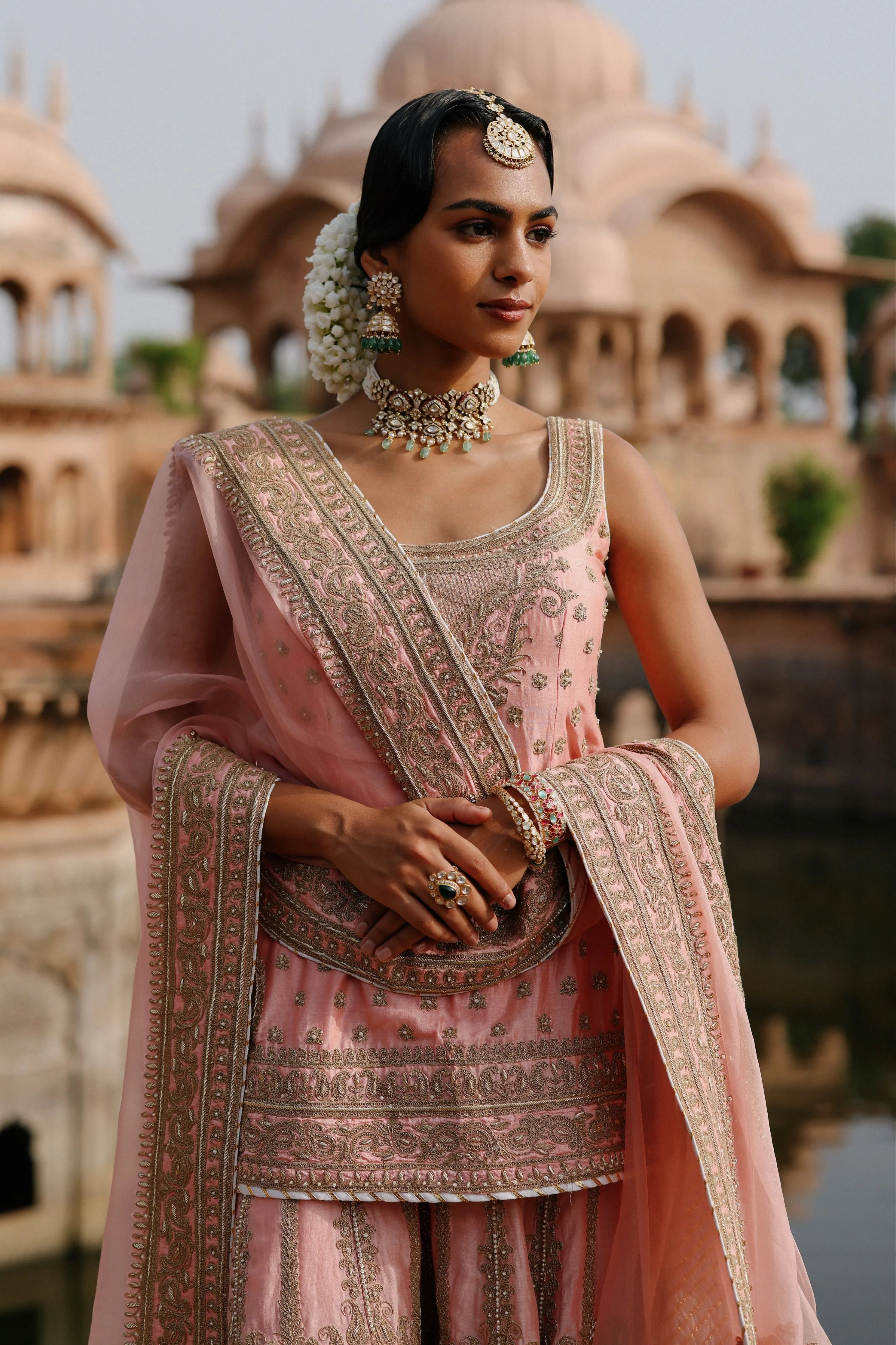 Tasnim  Pink Kurta Set with Sharara & Dupatta