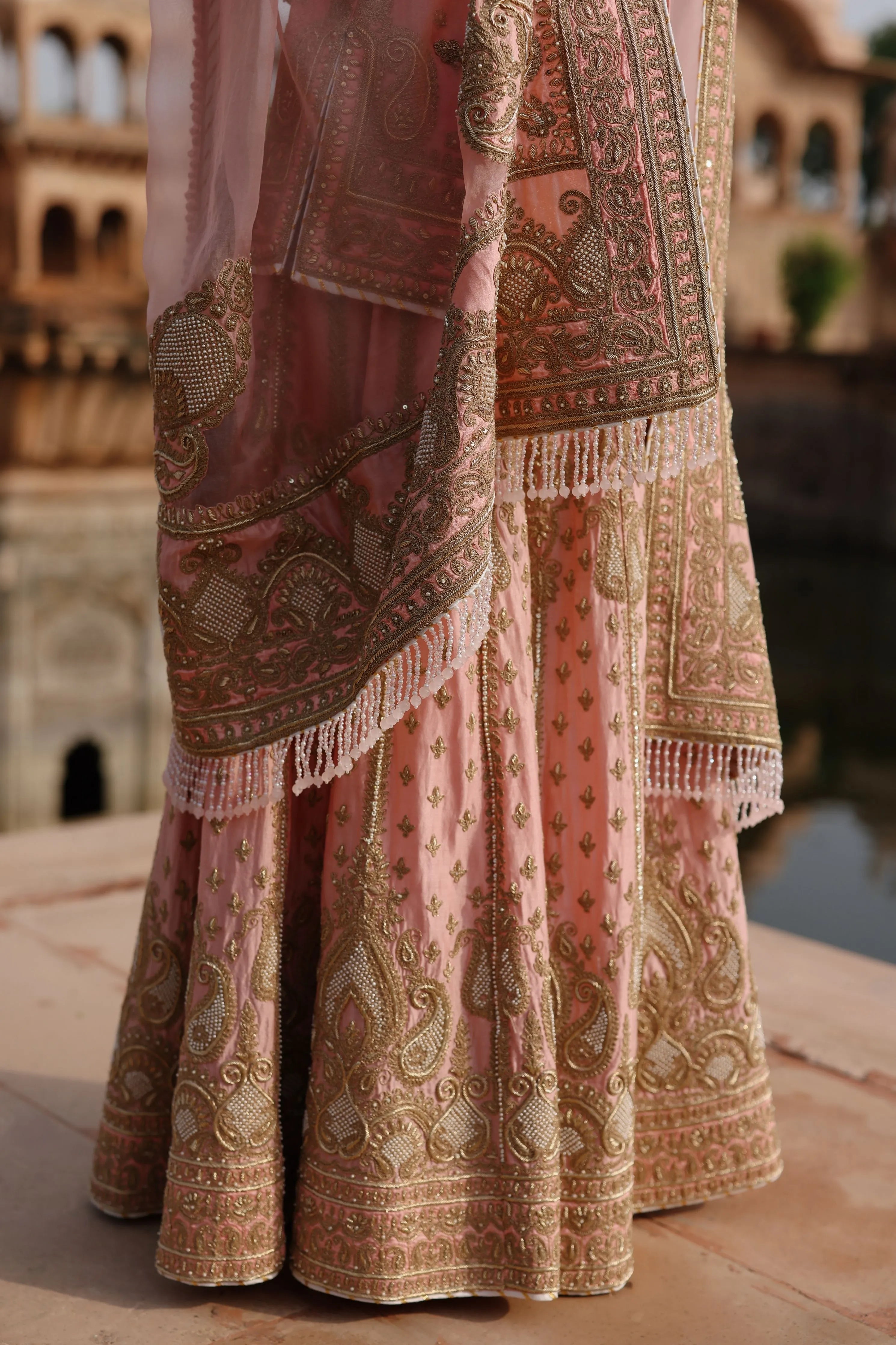 Tasnim  Pink Kurta Set with Sharara & Dupatta