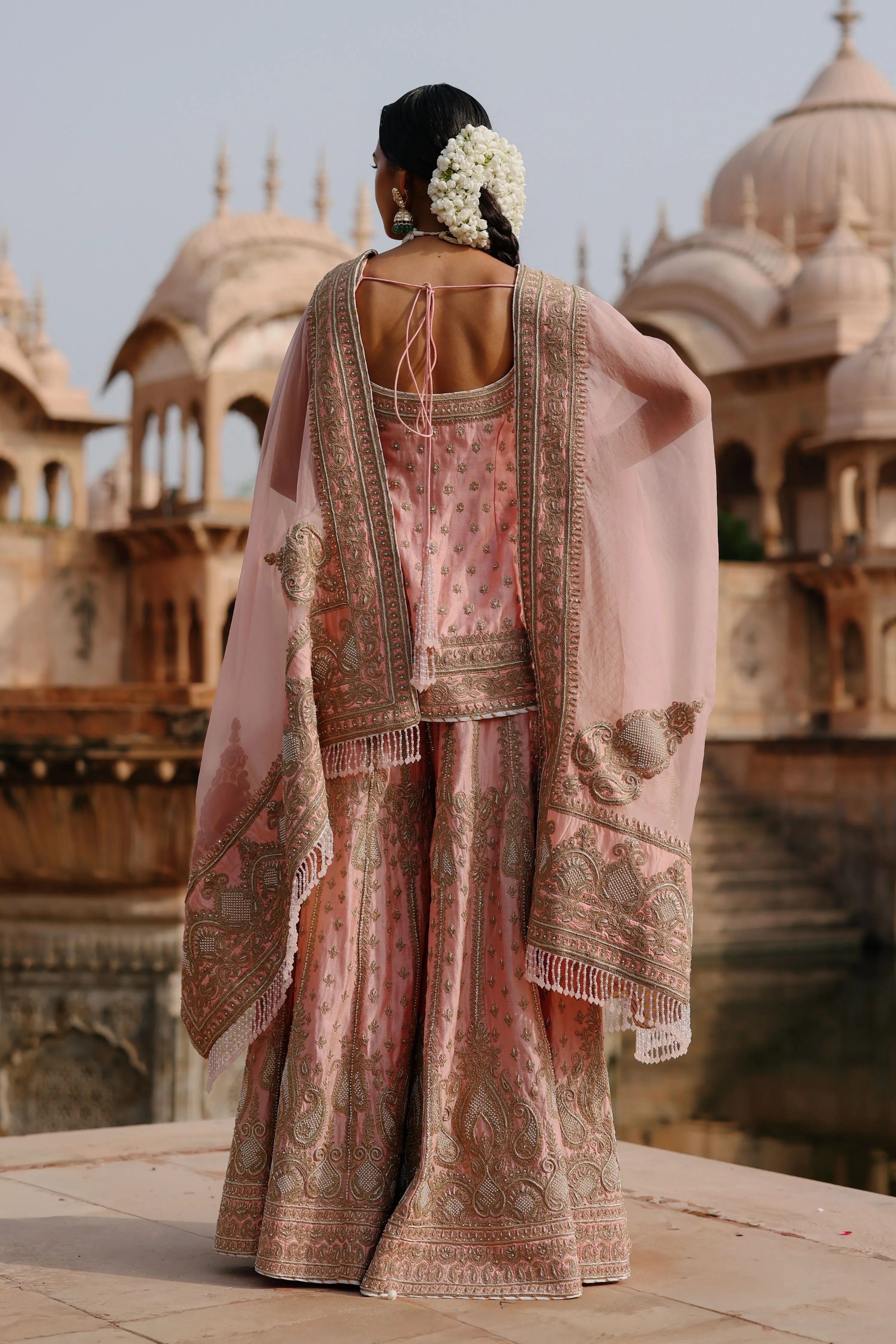 Tasnim  Pink Kurta Set with Sharara & Dupatta