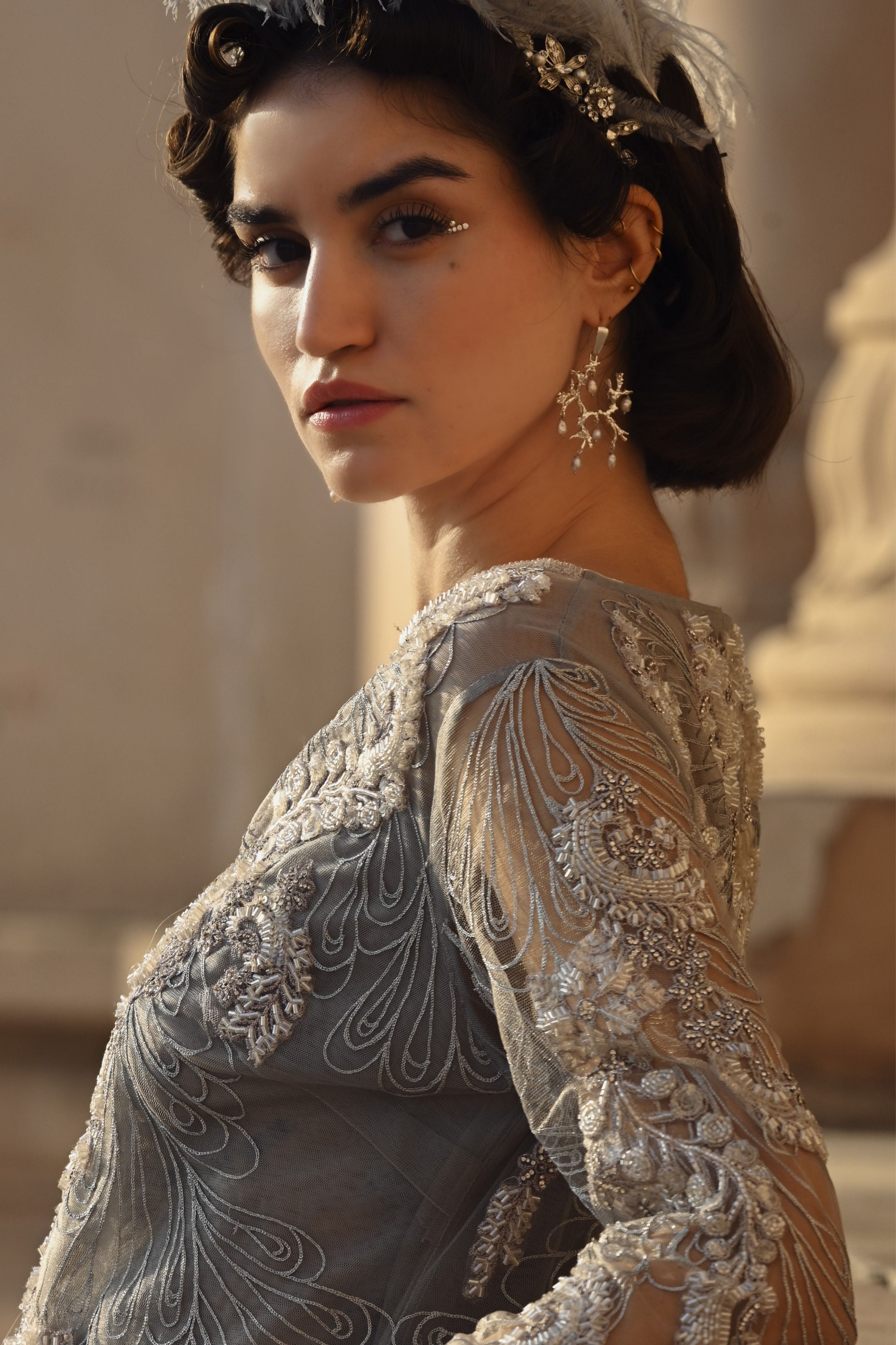 Untamed Pearl Drops Chandelier Earrings Silver