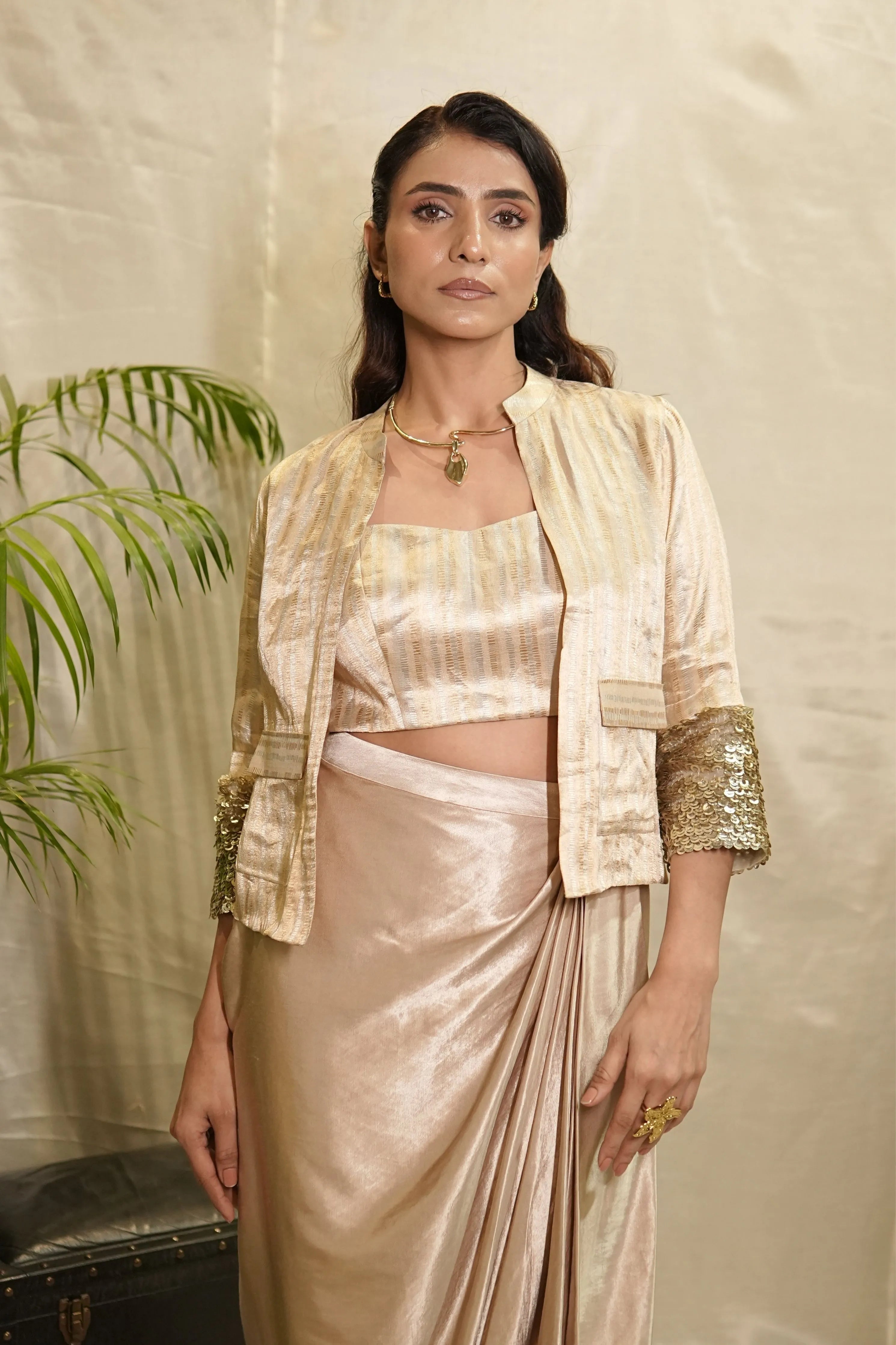 Divine Drape Jacket With Bustier