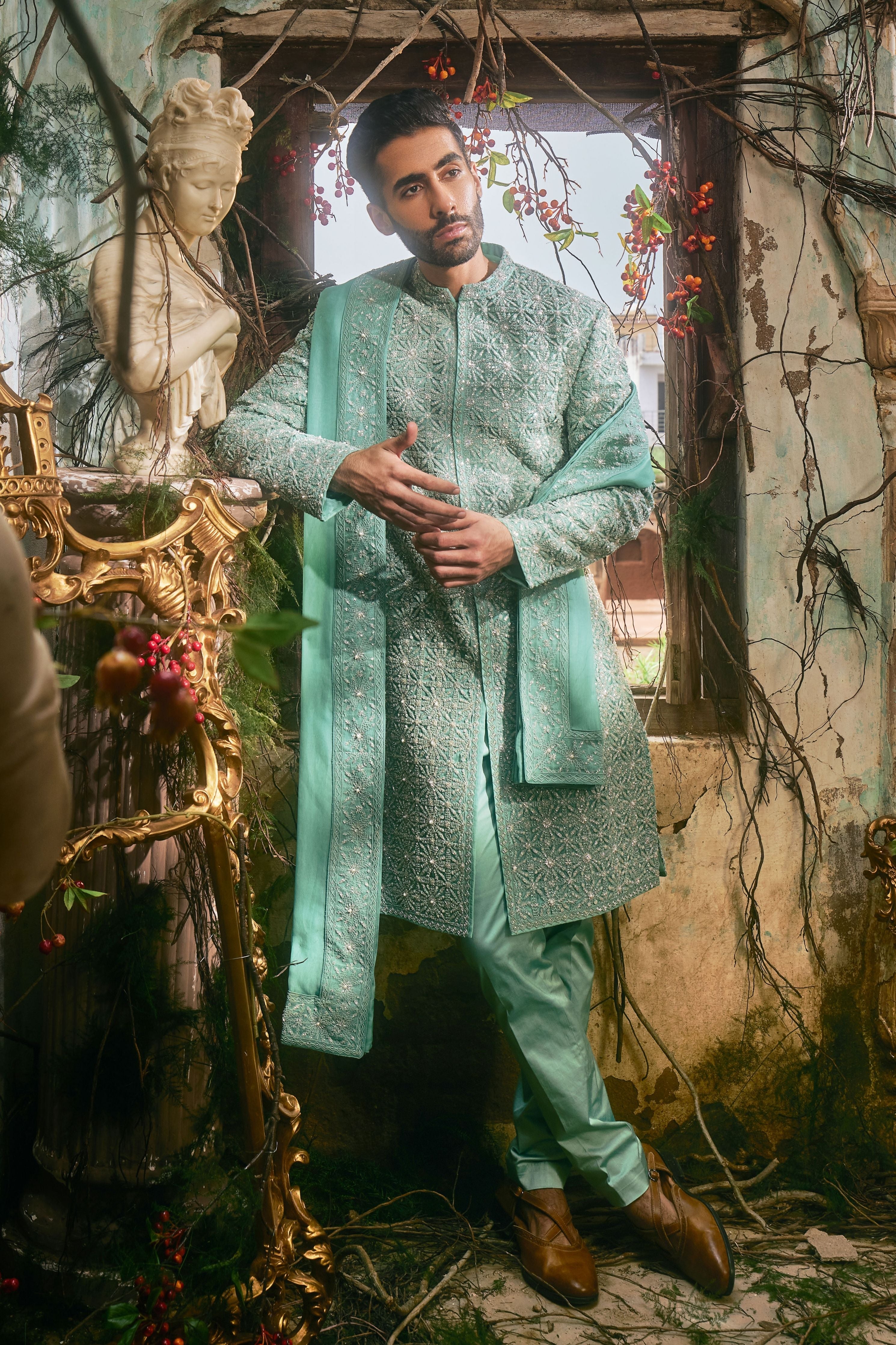 Hatchedline Sherwani Set