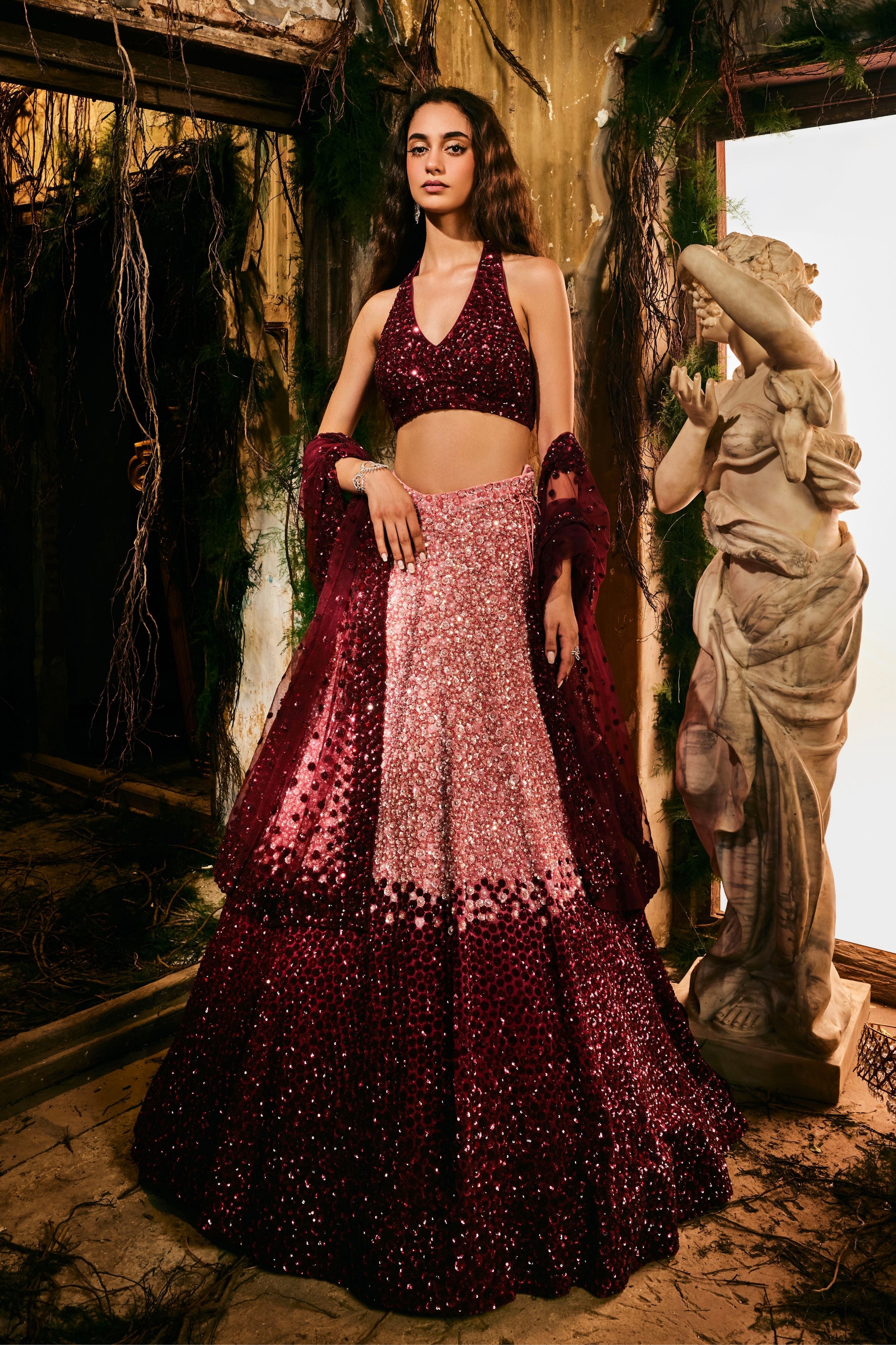 Crimson Aurora lehenga set