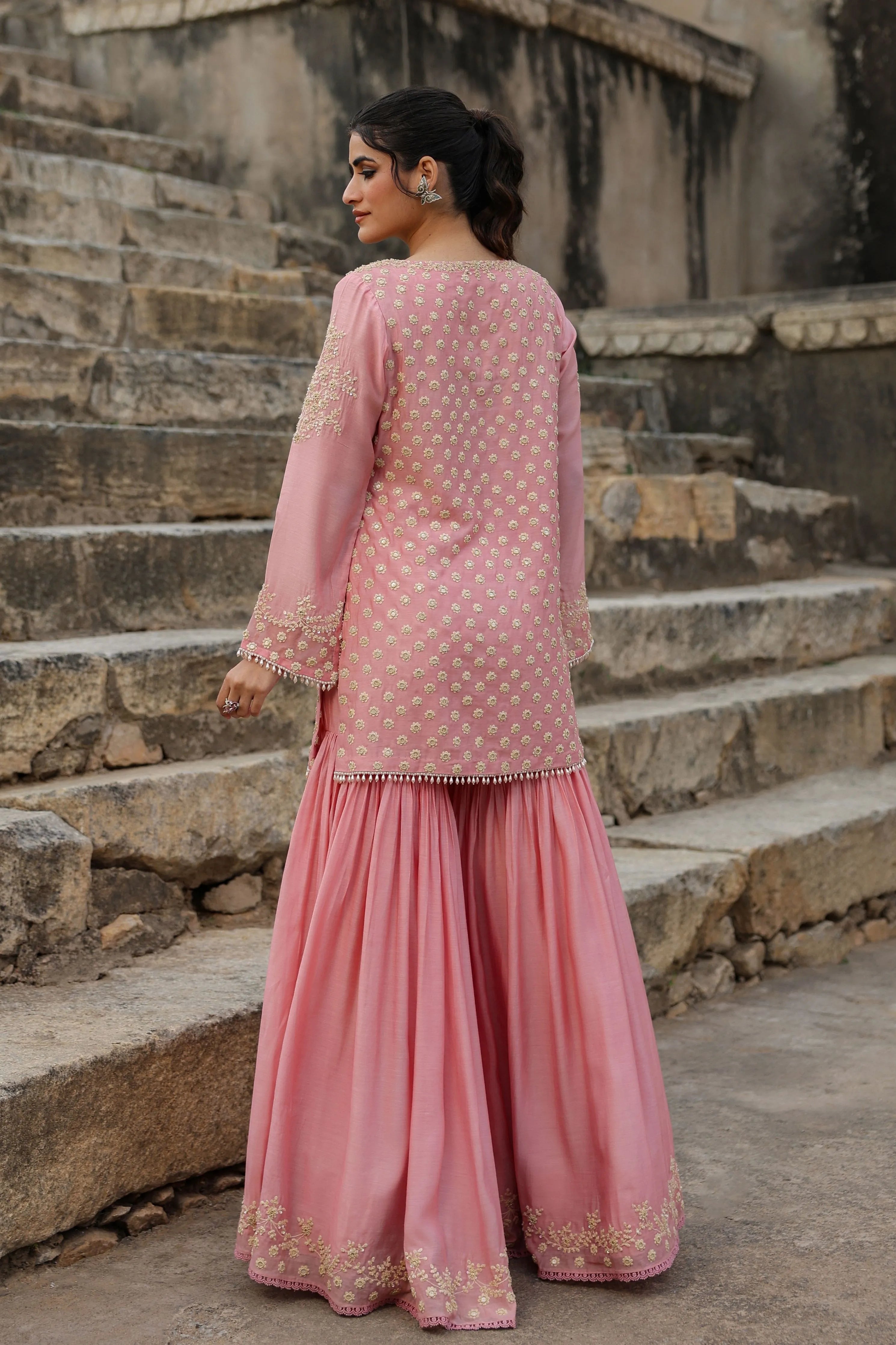 Vaayu Pink Buti Sharara Set