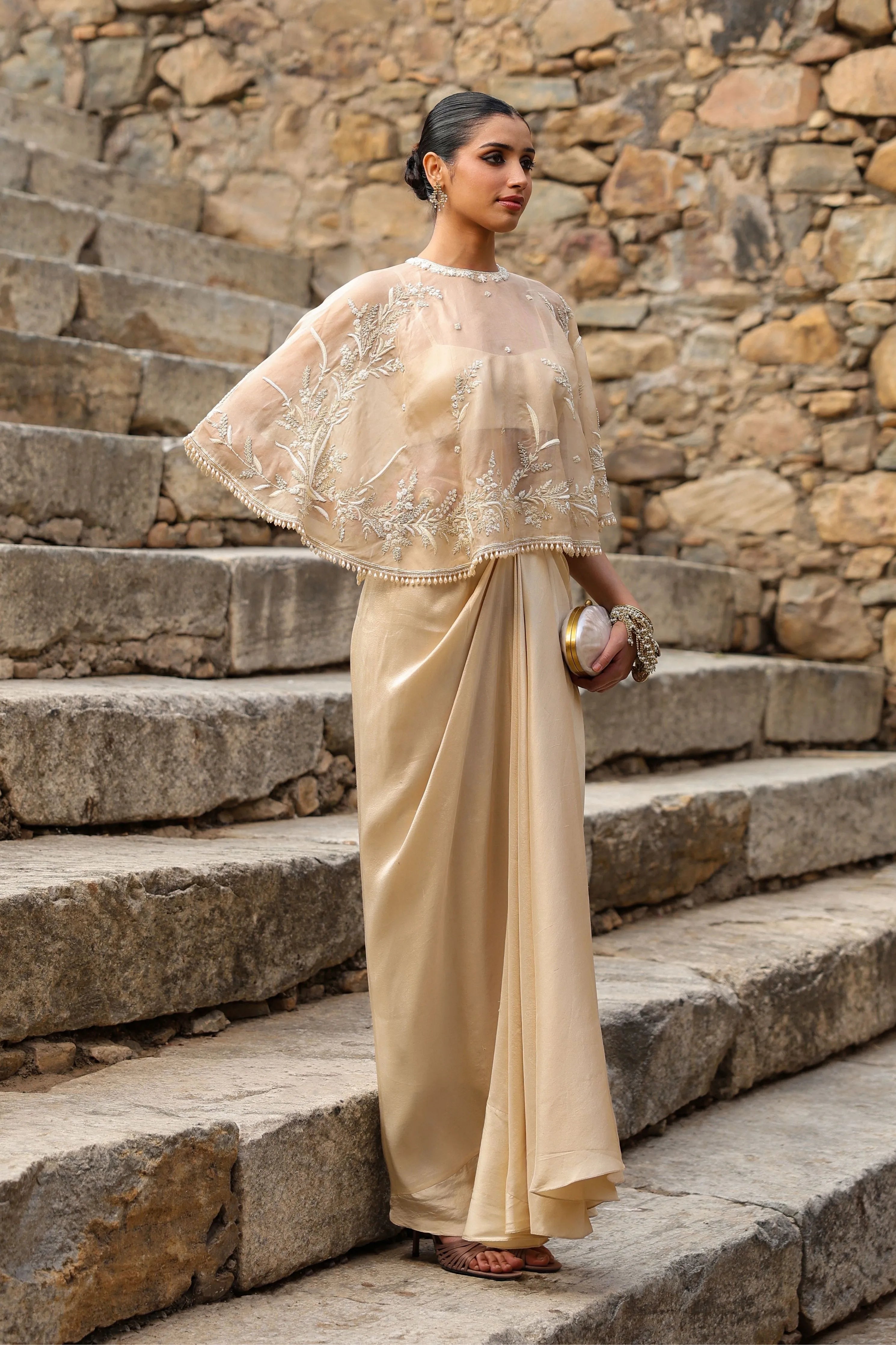 Vaayu Beige Cape Set