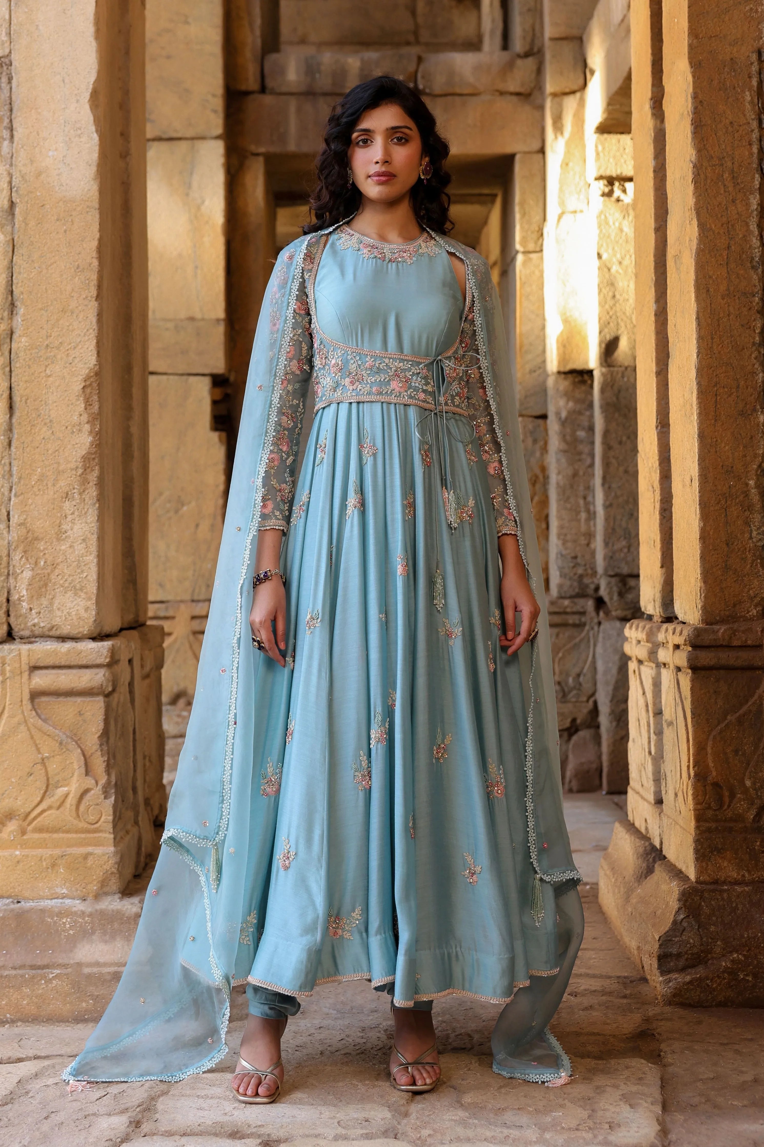 Vaayu Light Blue Heavy Koti Anarkali Set