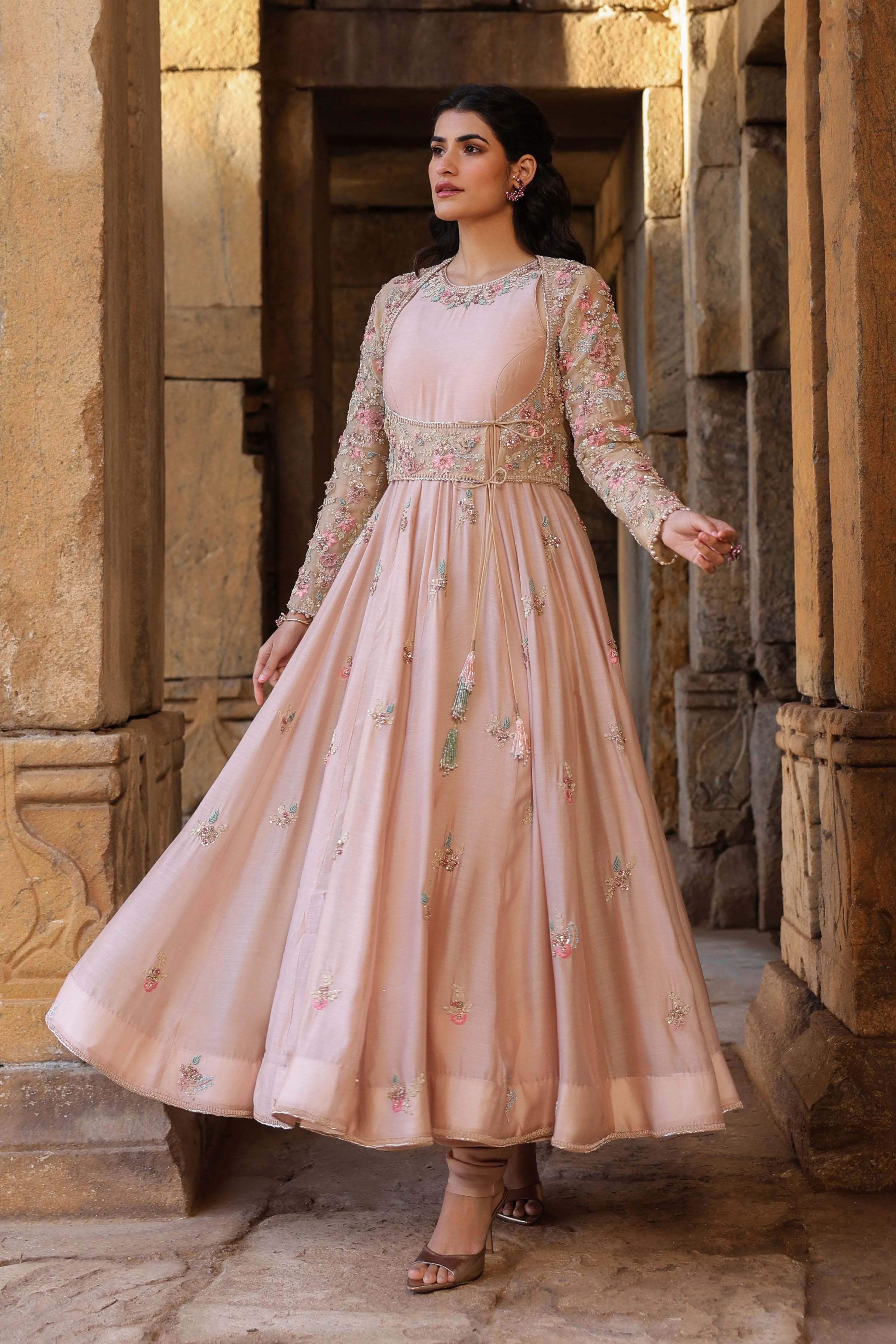 Vaayu Light Pink Heavy Koti Anarkali Set