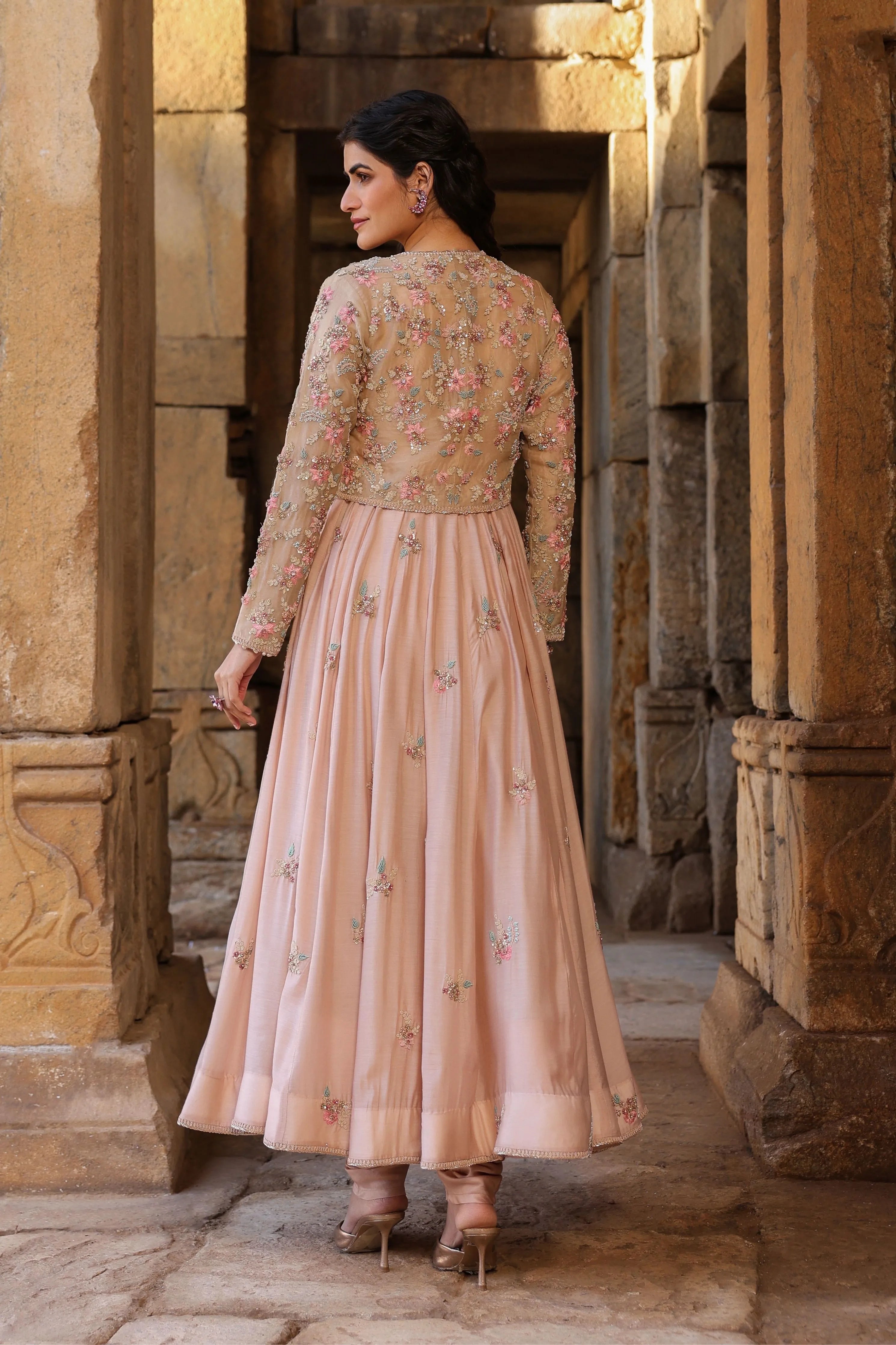 Vaayu Light Pink Heavy Koti Anarkali Set