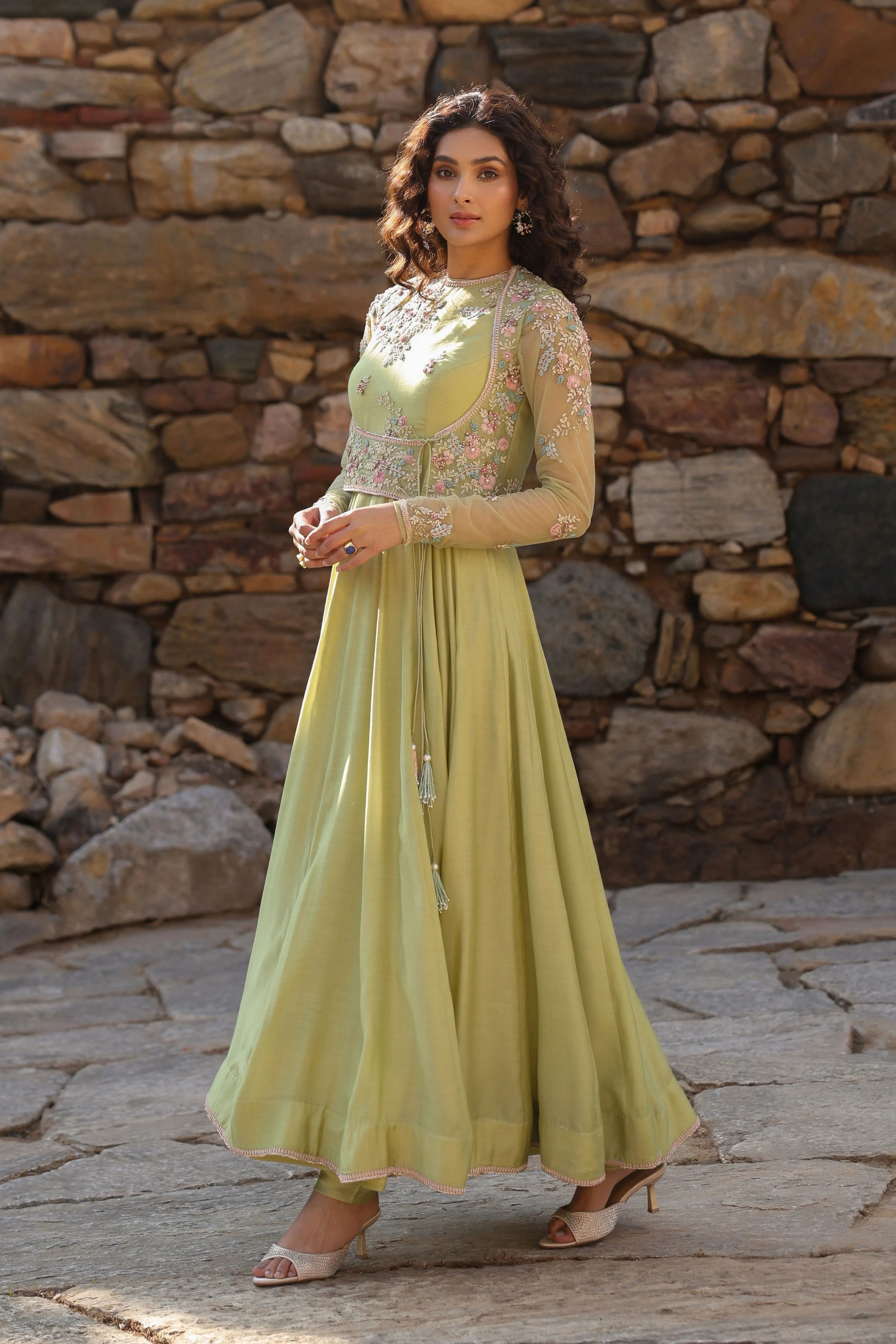 Vaayu Green Koti Anarkali Set