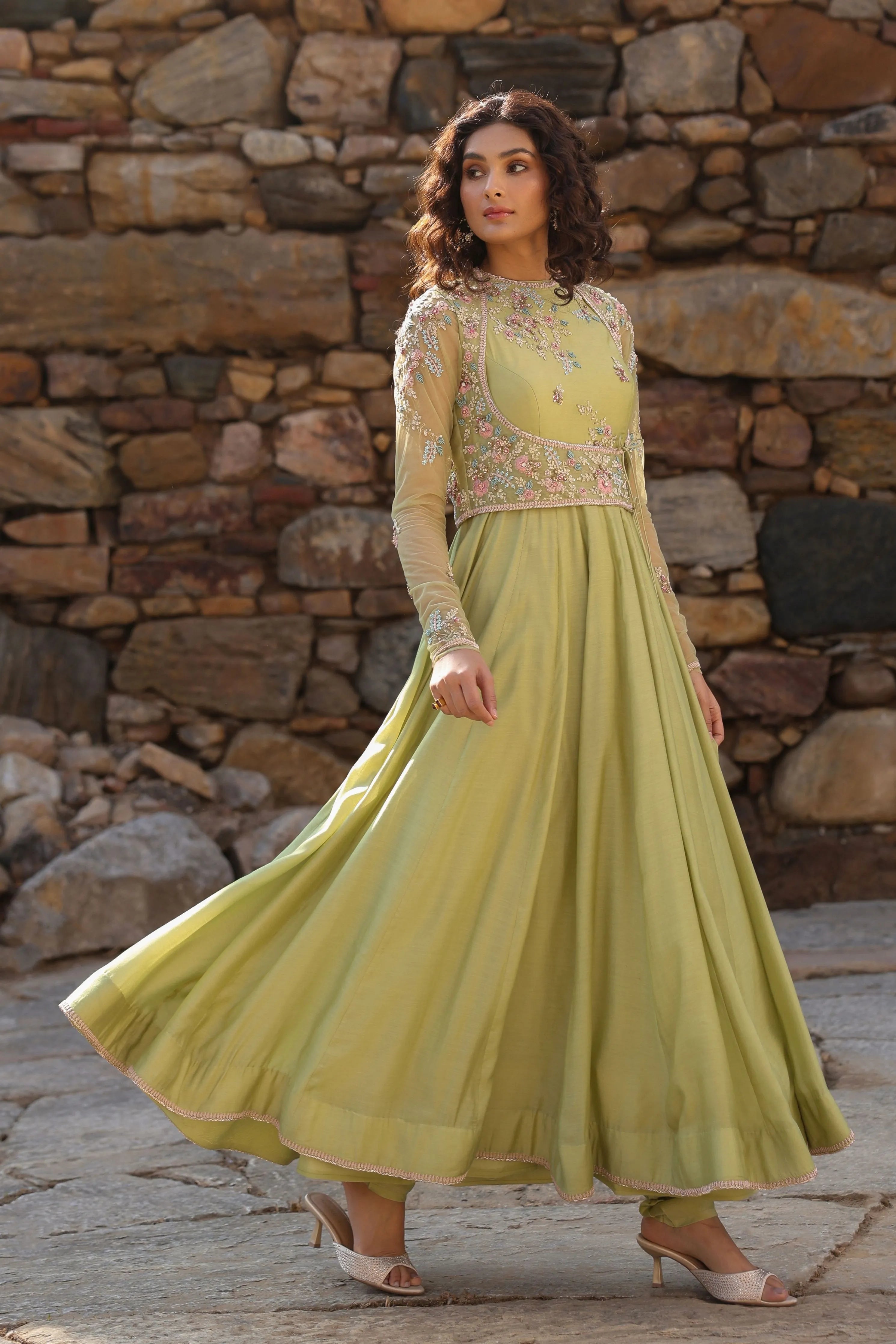 Vaayu Green Koti Anarkali Set