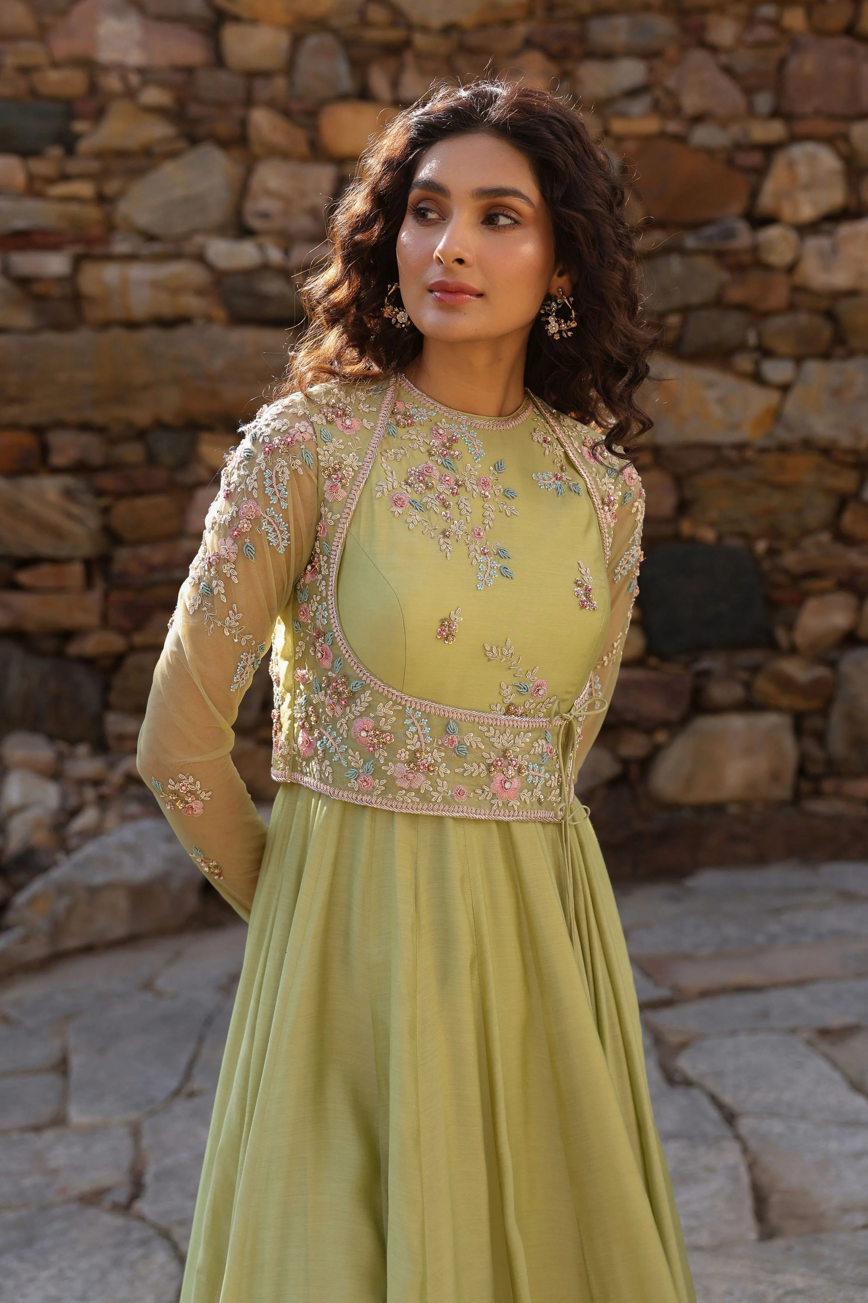 Vaayu Green Koti Anarkali Set