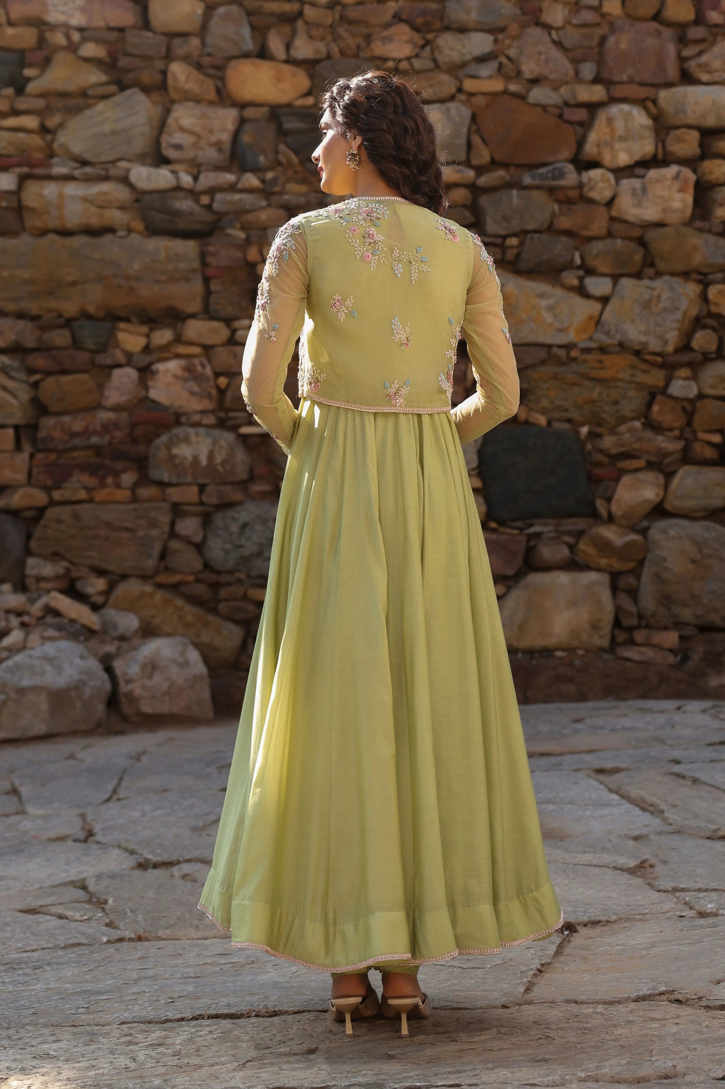Vaayu Green Koti Anarkali Set