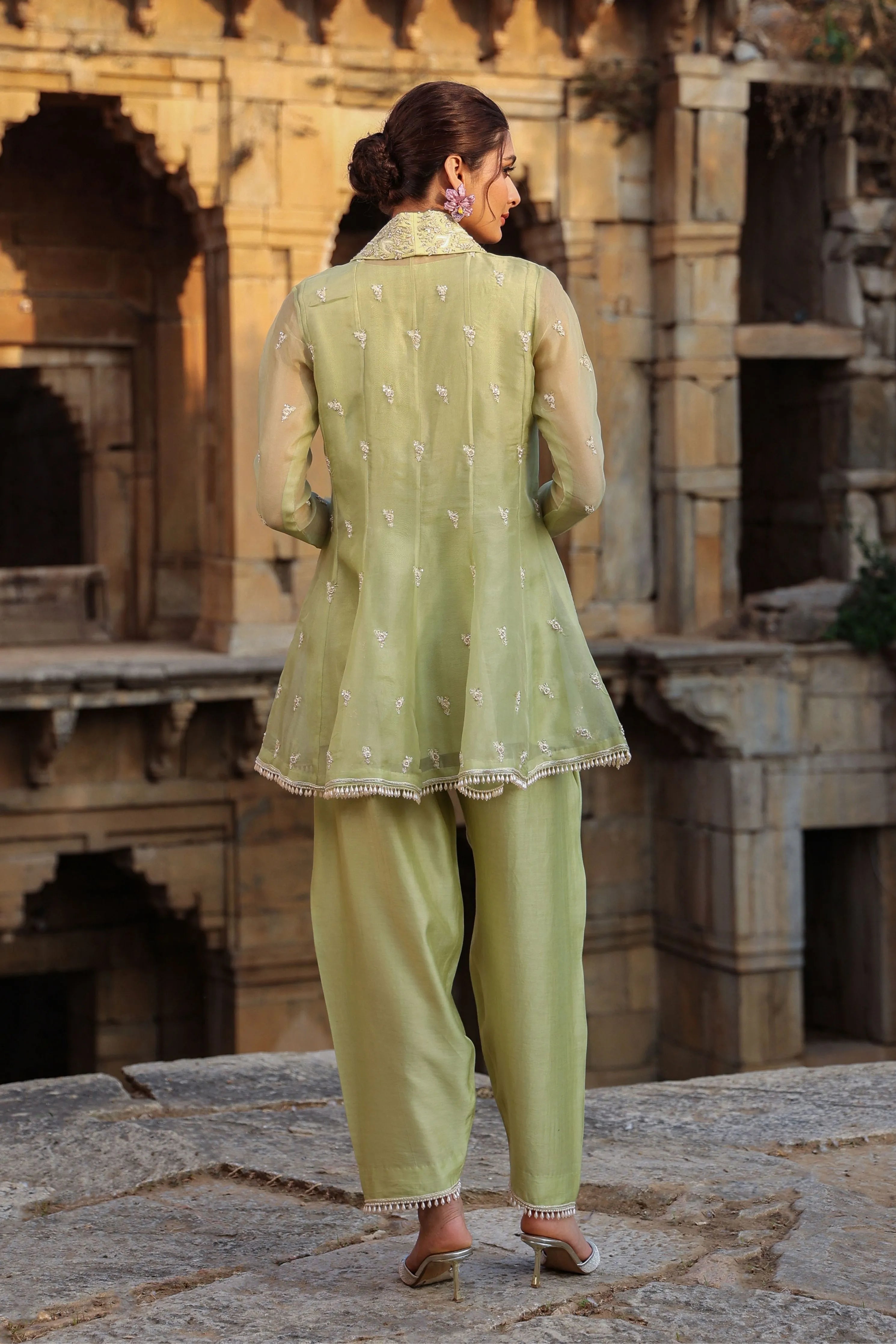 Vaayu Green Short Kalidar Set