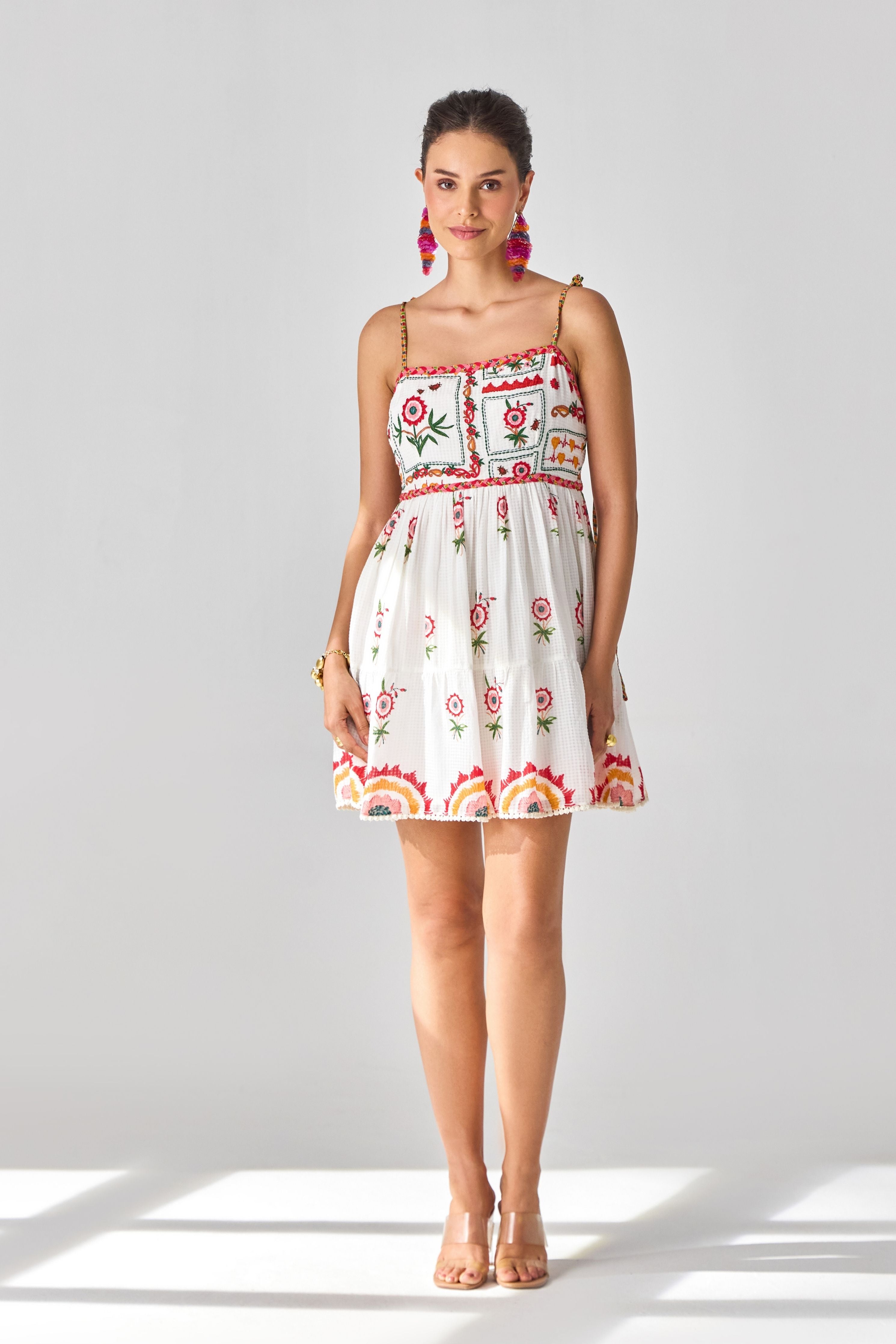 Tashi Embroidered Mini Dress