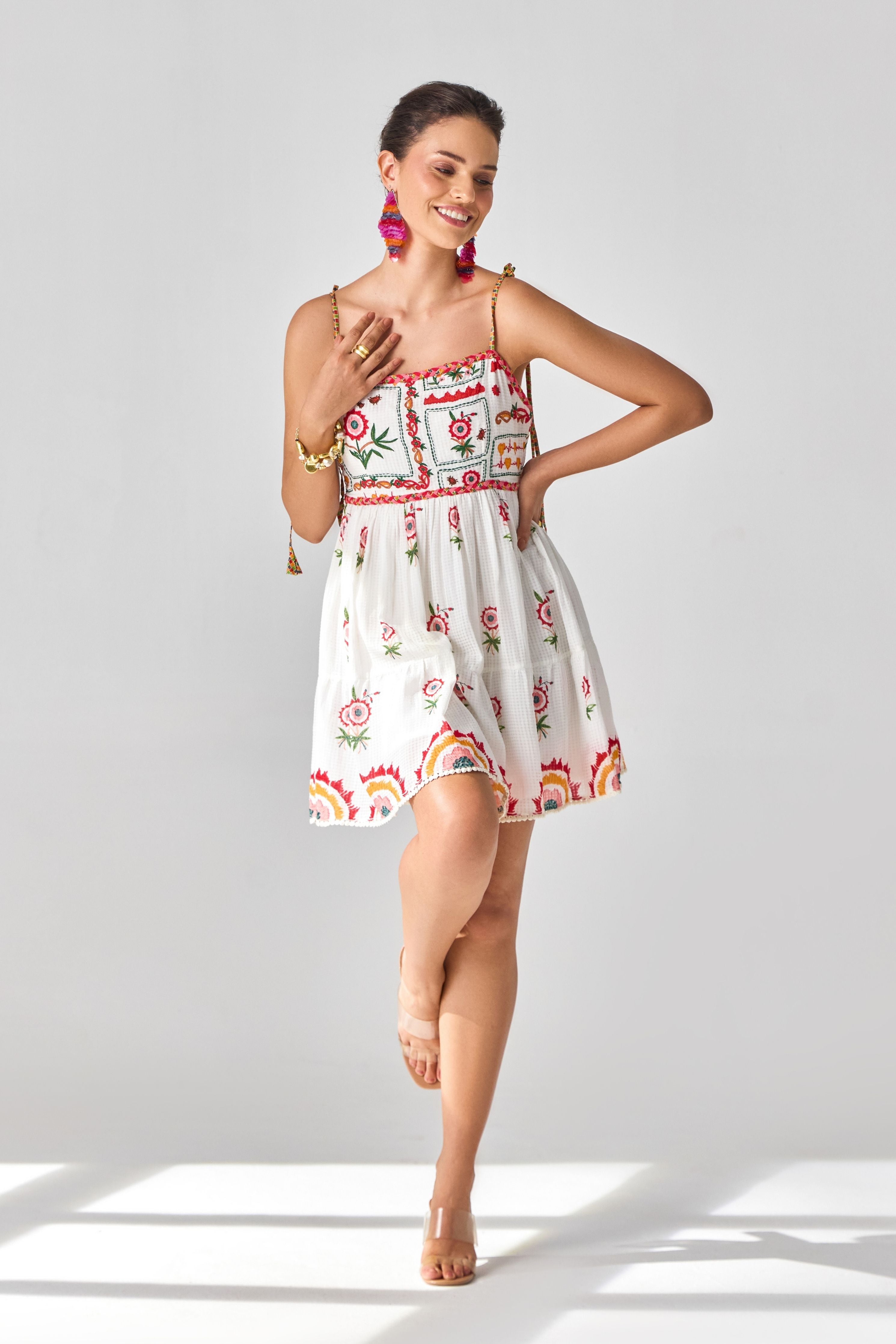 Tashi Embroidered Mini Dress