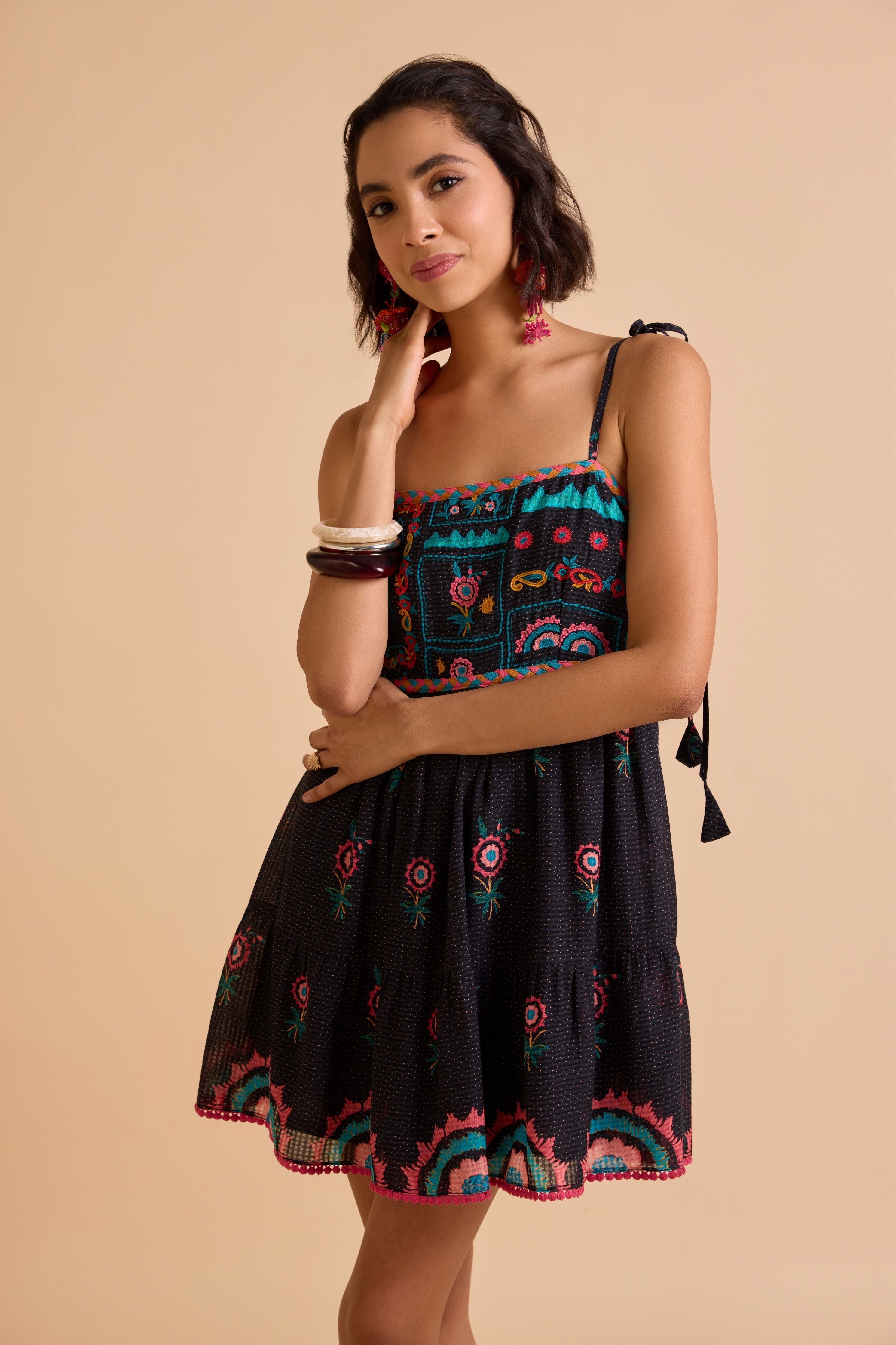 Kaia Embroidered Mini Dress