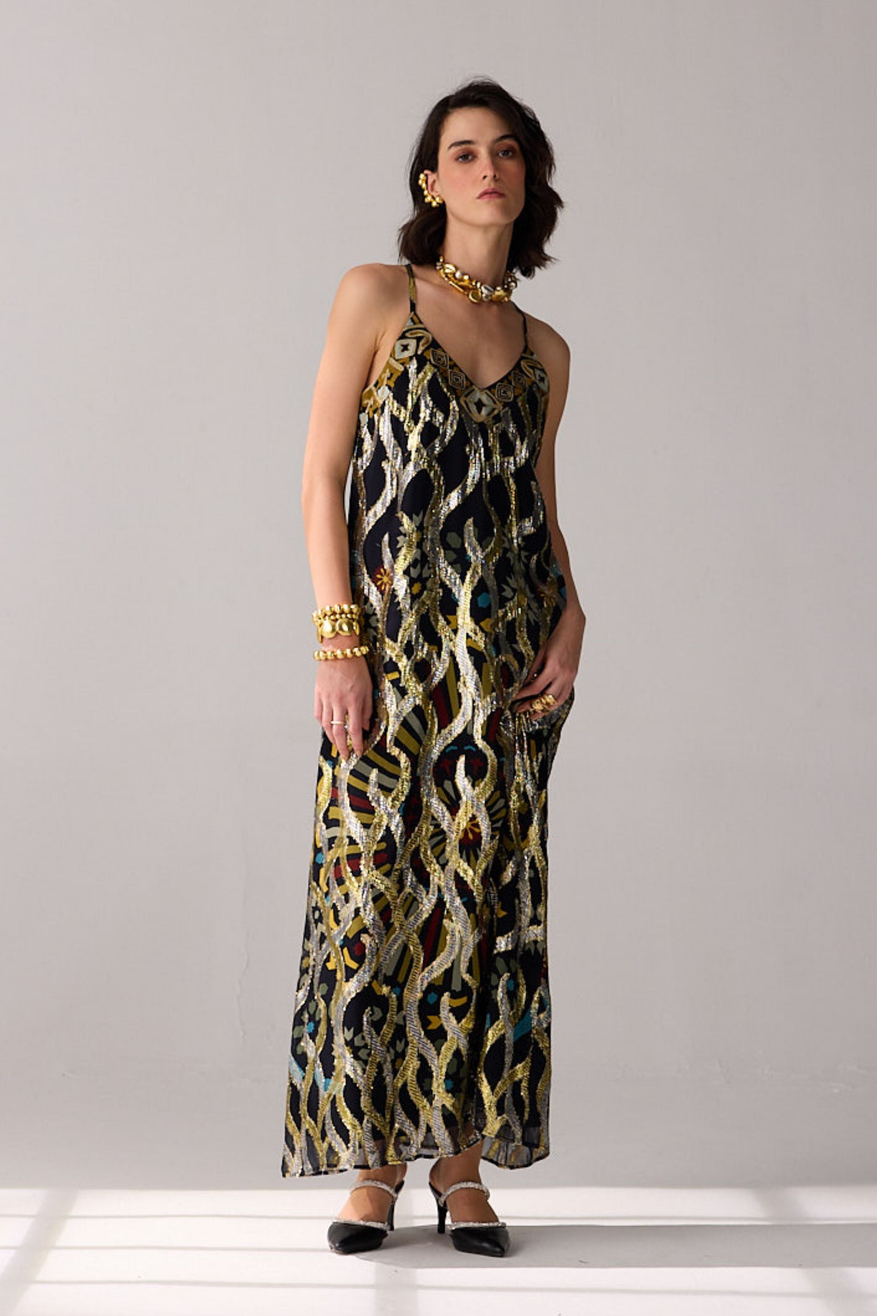 Romi Beaded Lurex Dress