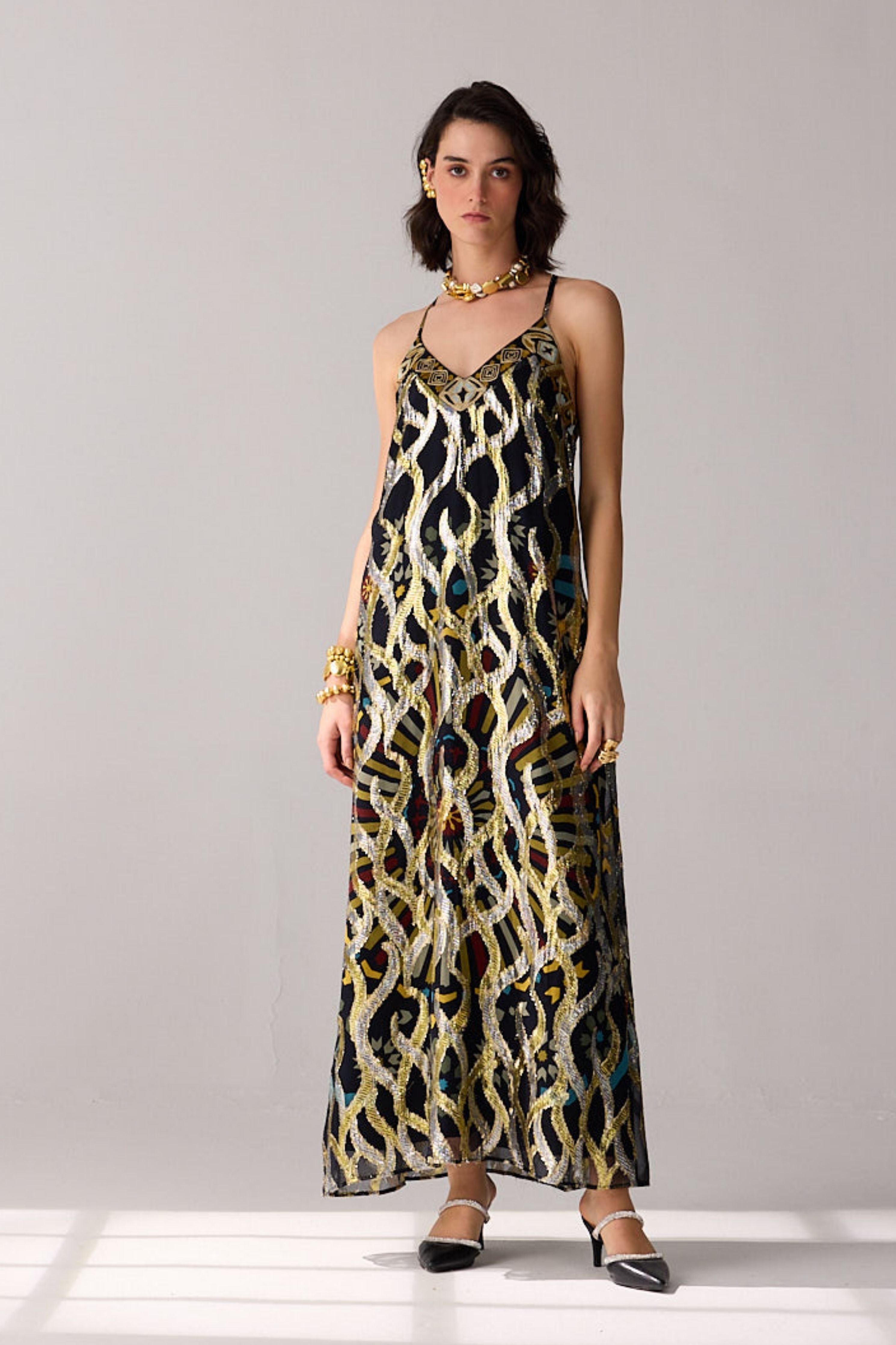 Romi Beaded Lurex Dress