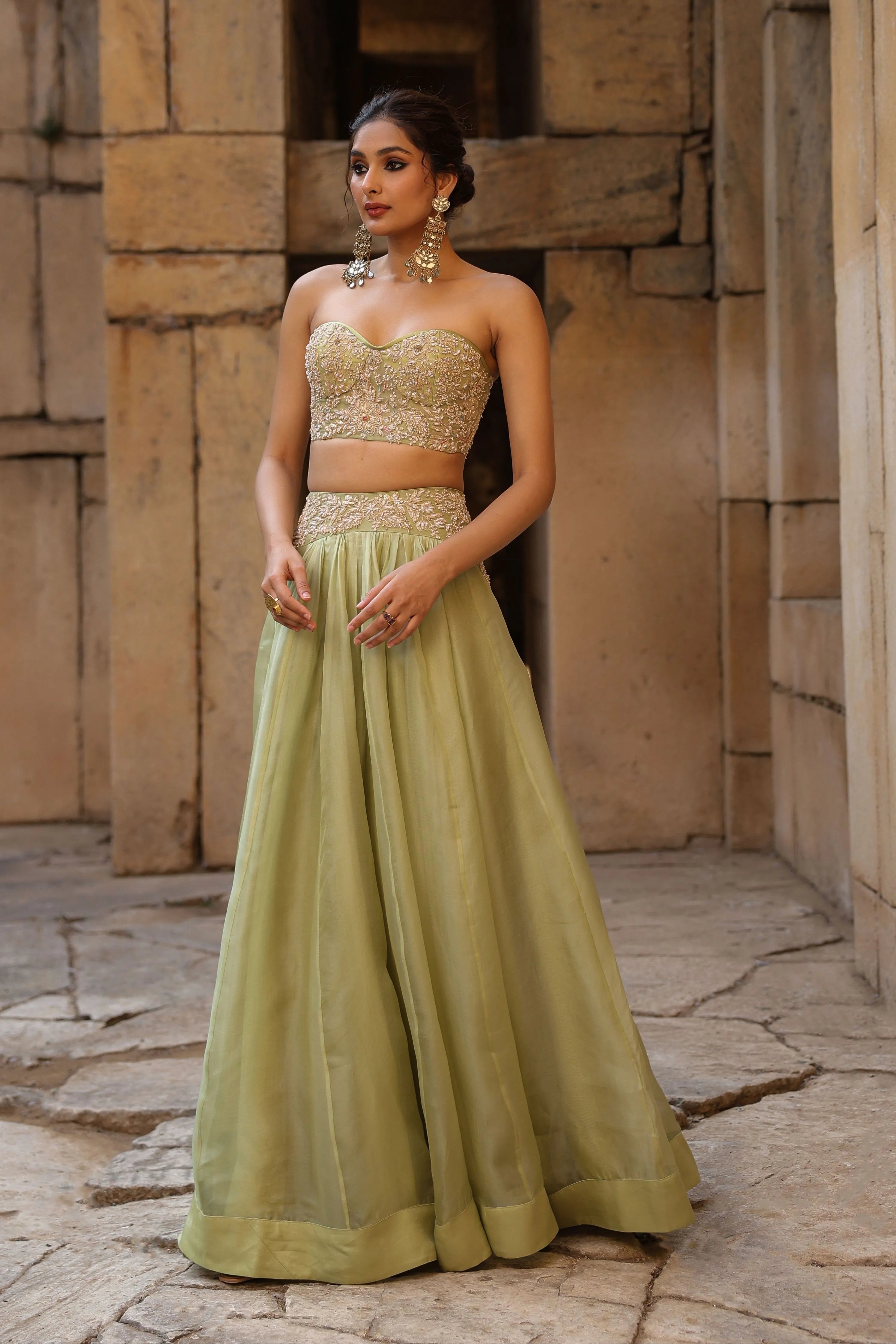 Vaayu Green Jacket Lehenga Set